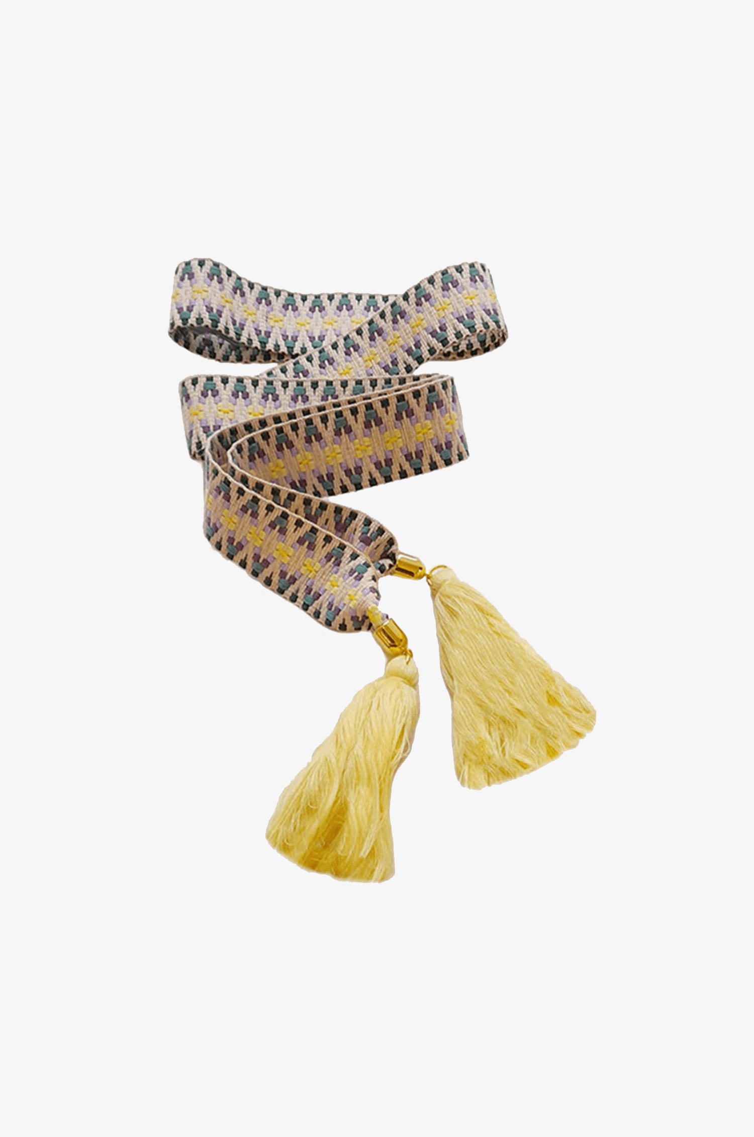 Boho Gürtel in Gelb/Flieder/Grün mit verschiedenen Quasten - TRACHT À PORTER