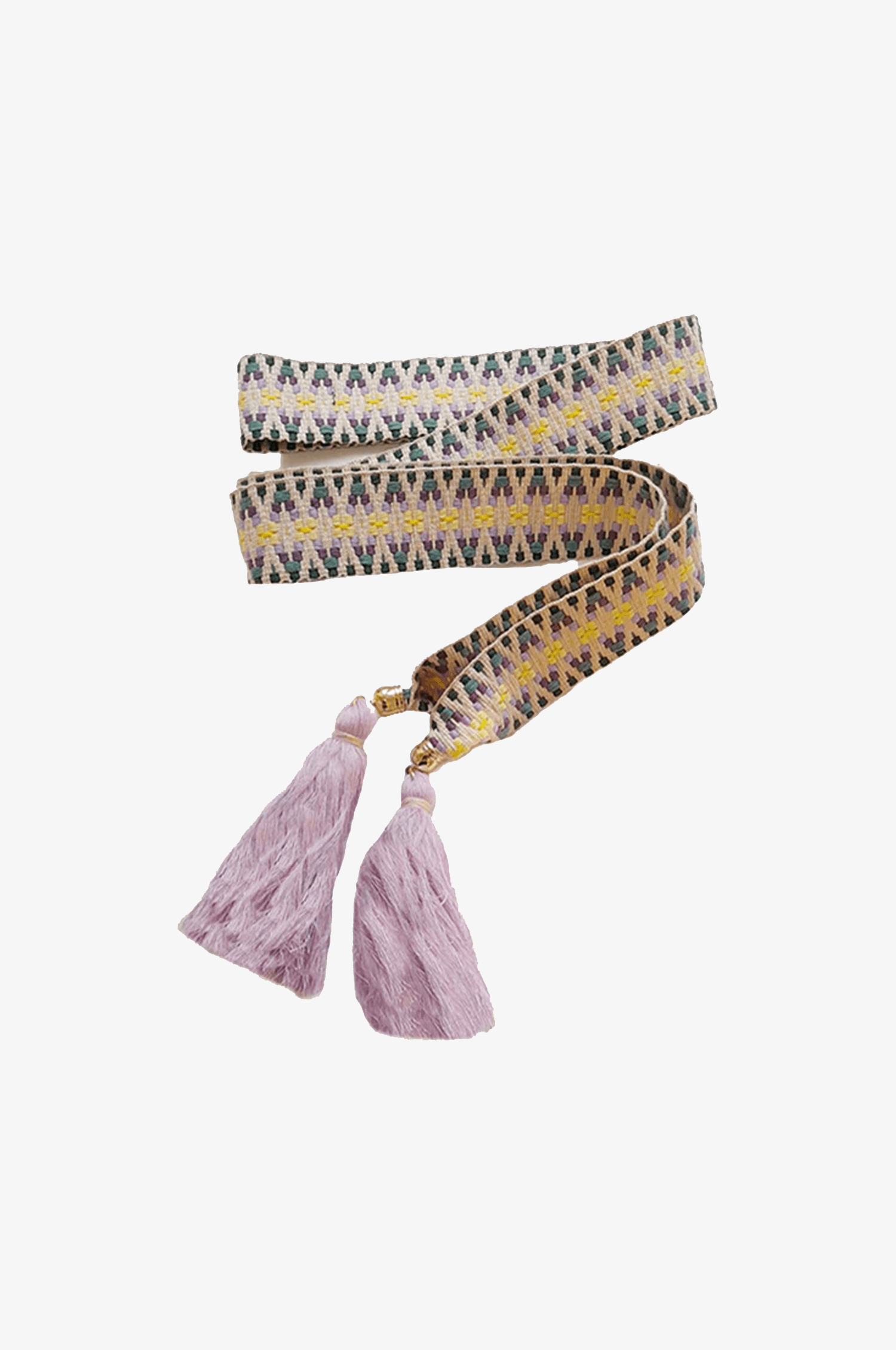 Boho Gürtel in Gelb/Flieder/Grün mit verschiedenen Quasten - TRACHT À PORTER