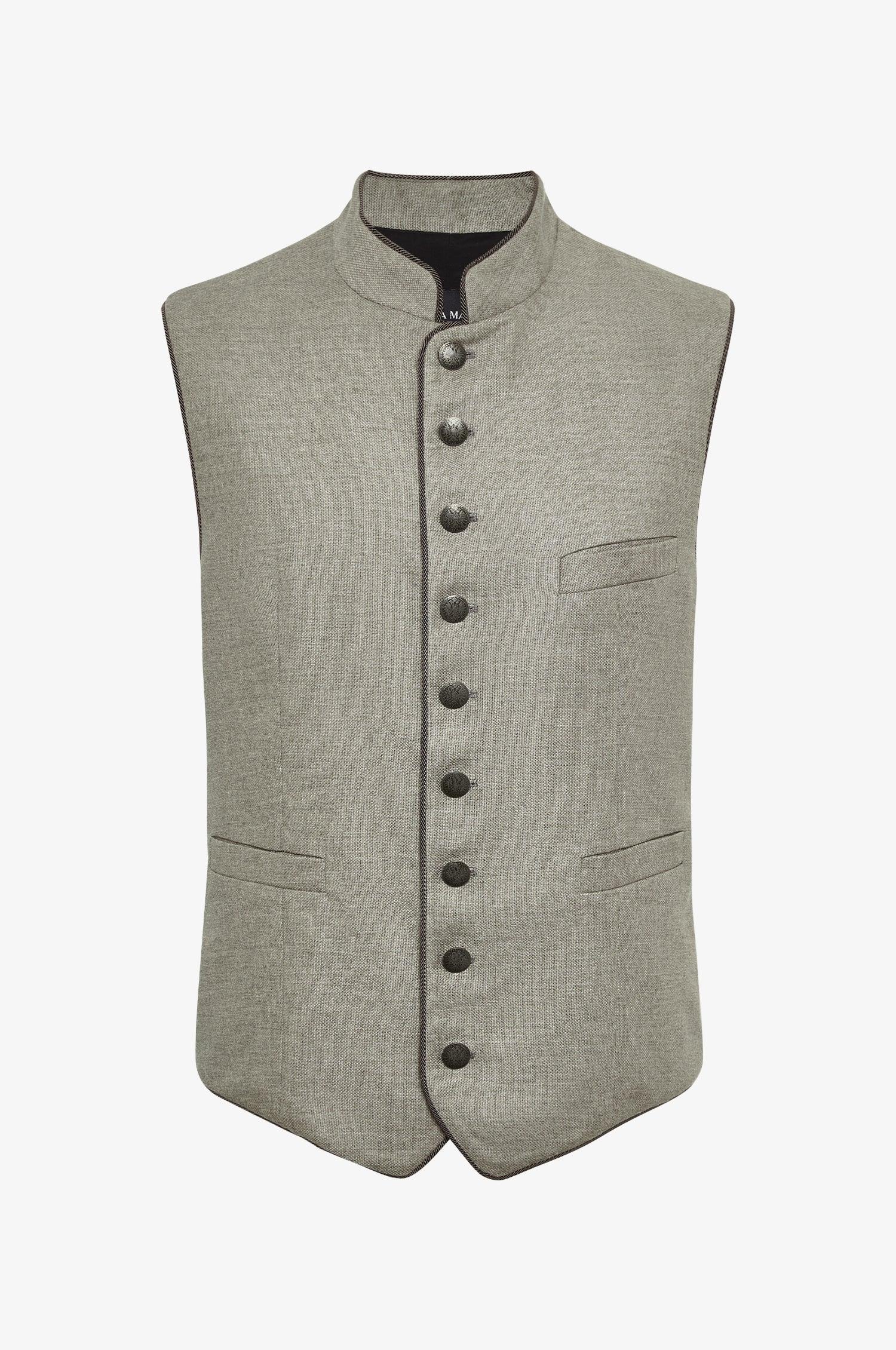 Leinen Trachtenweste Nick in Taupe - TRACHT À PORTER