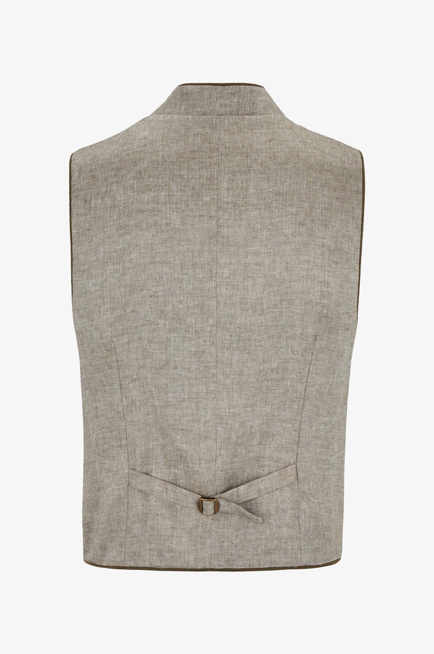 Leinen Trachtenweste Nick in Olive - TRACHT À PORTER