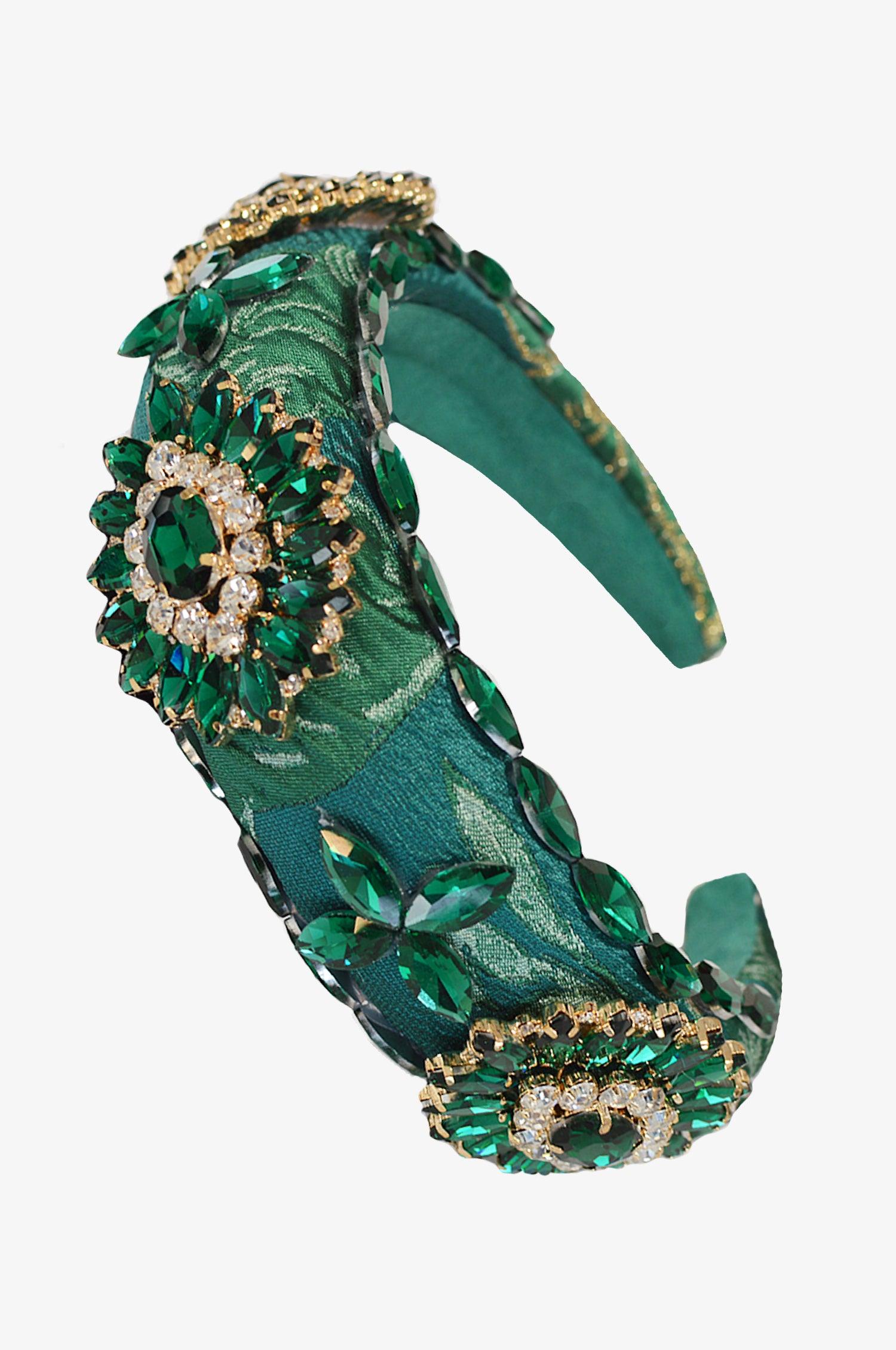Haarreif mit Schmucksteinen in Smaragd - TRACHT À PORTER