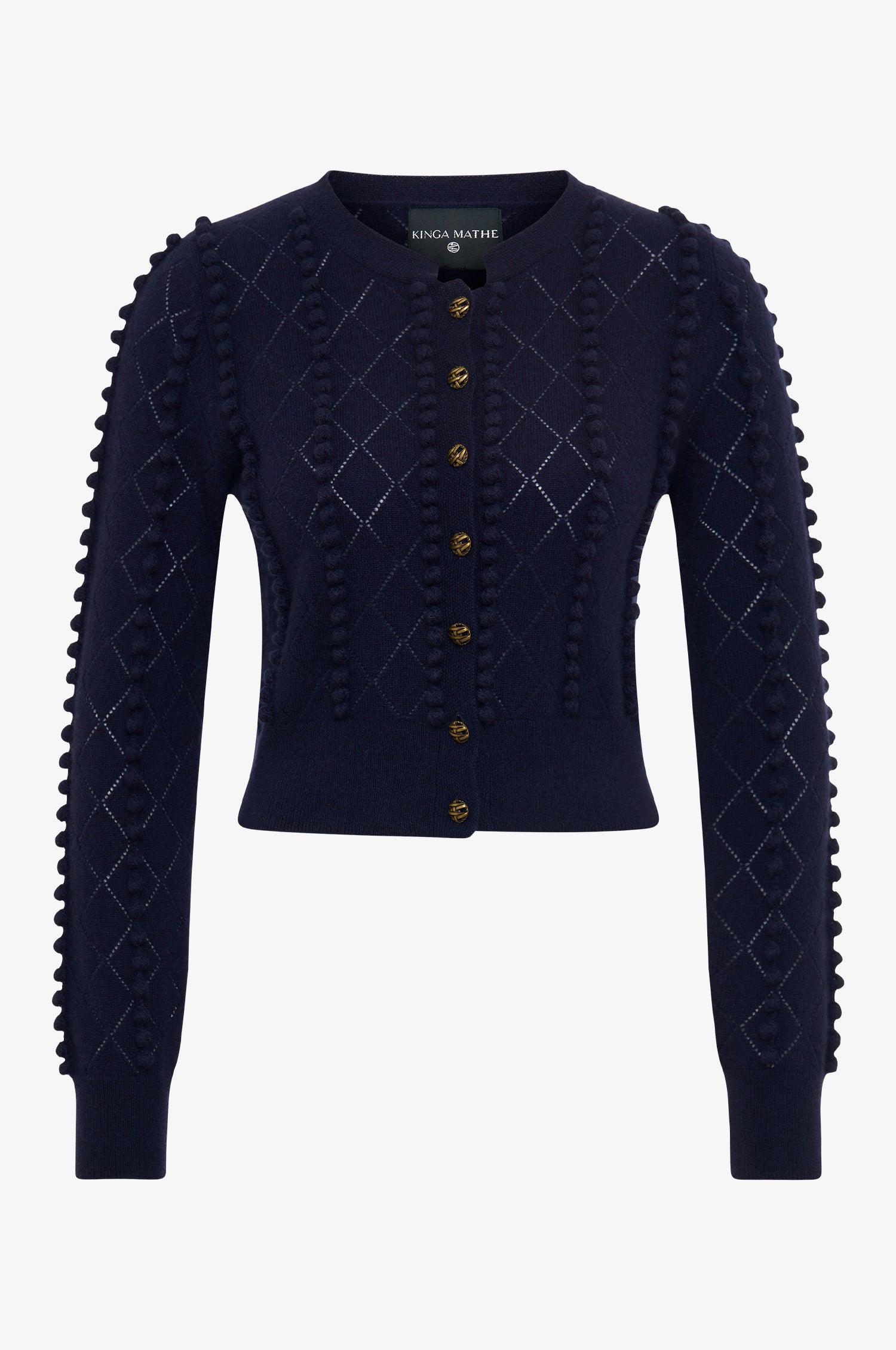 Cashmere Strickjacke Amalia in Nachtblau - TRACHT À PORTER
