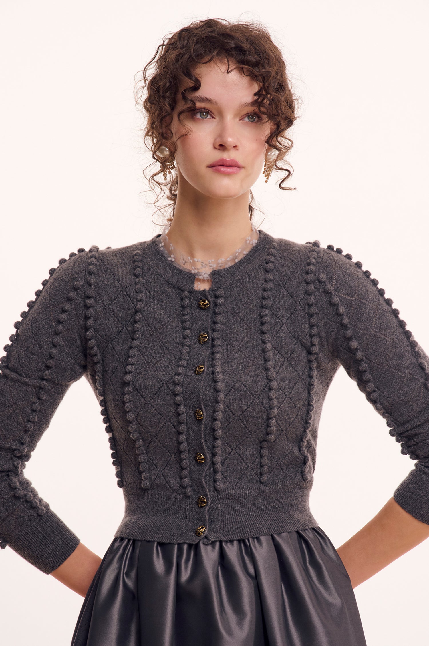 Cashmere Strickjacke Amalia in Grau