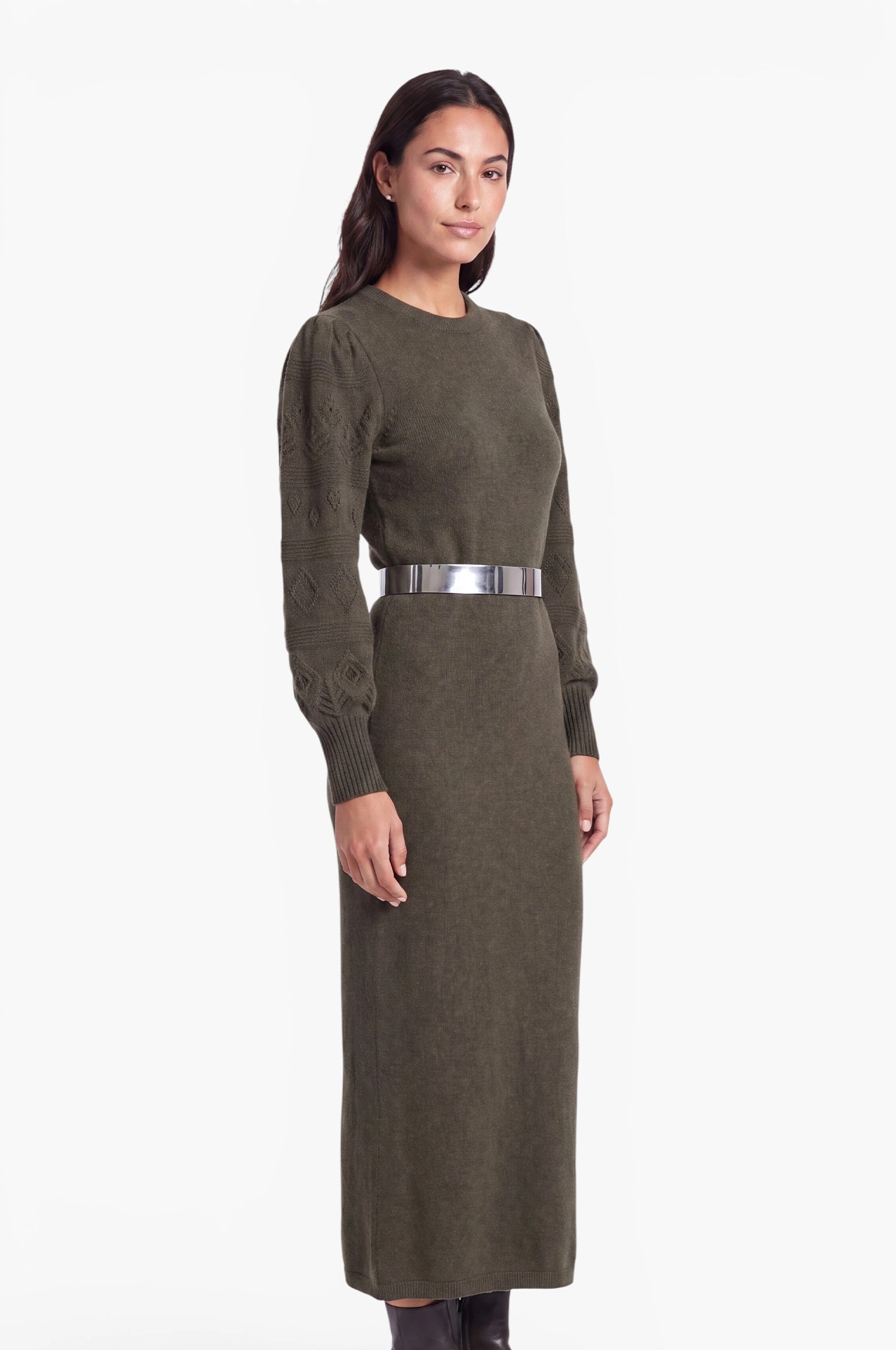 Cashmere Strickkleid Leonora in Olive