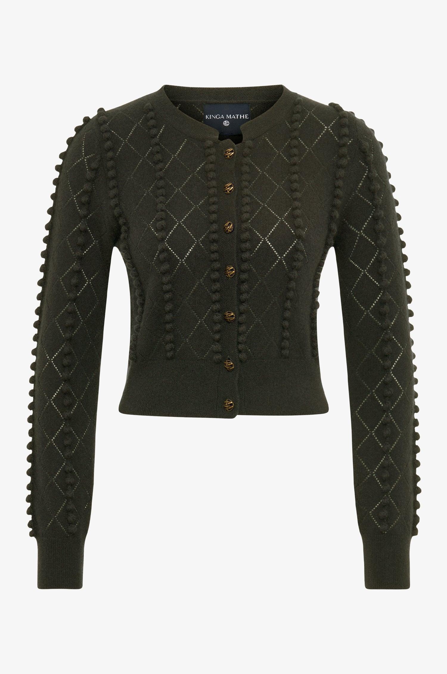 Cashmere Strickjacke Amalia in Olive - TRACHT À PORTER