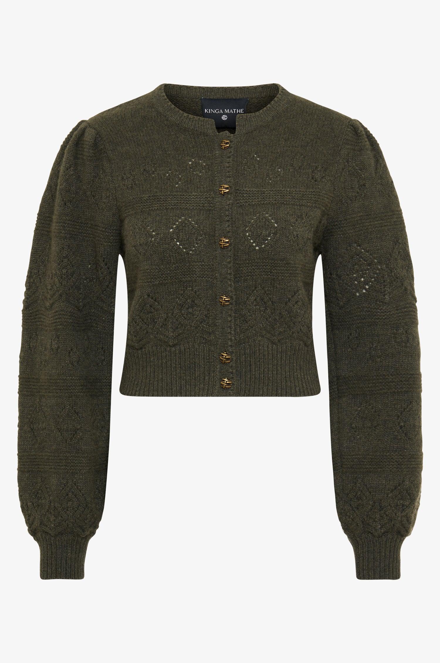 Cashmere Strickjacke Dakota in Olive - TRACHT À PORTER
