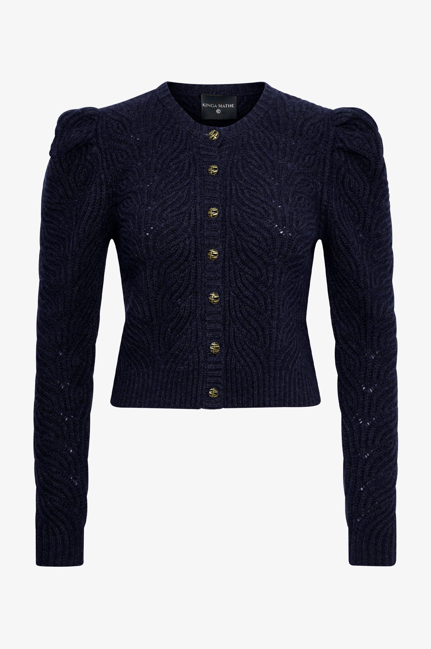 Cashmere Strickjacke Marie in Nachtblau - TRACHT À PORTER