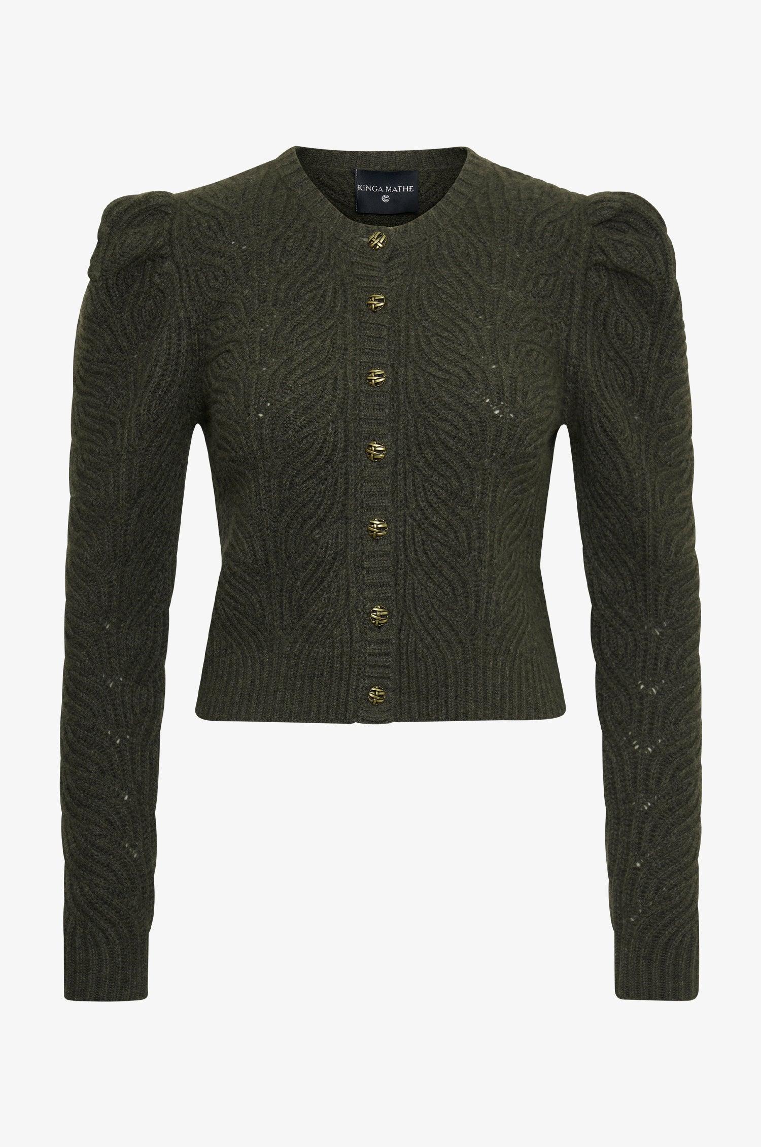 Cashmere Strickjacke Marie in Olive - TRACHT À PORTER