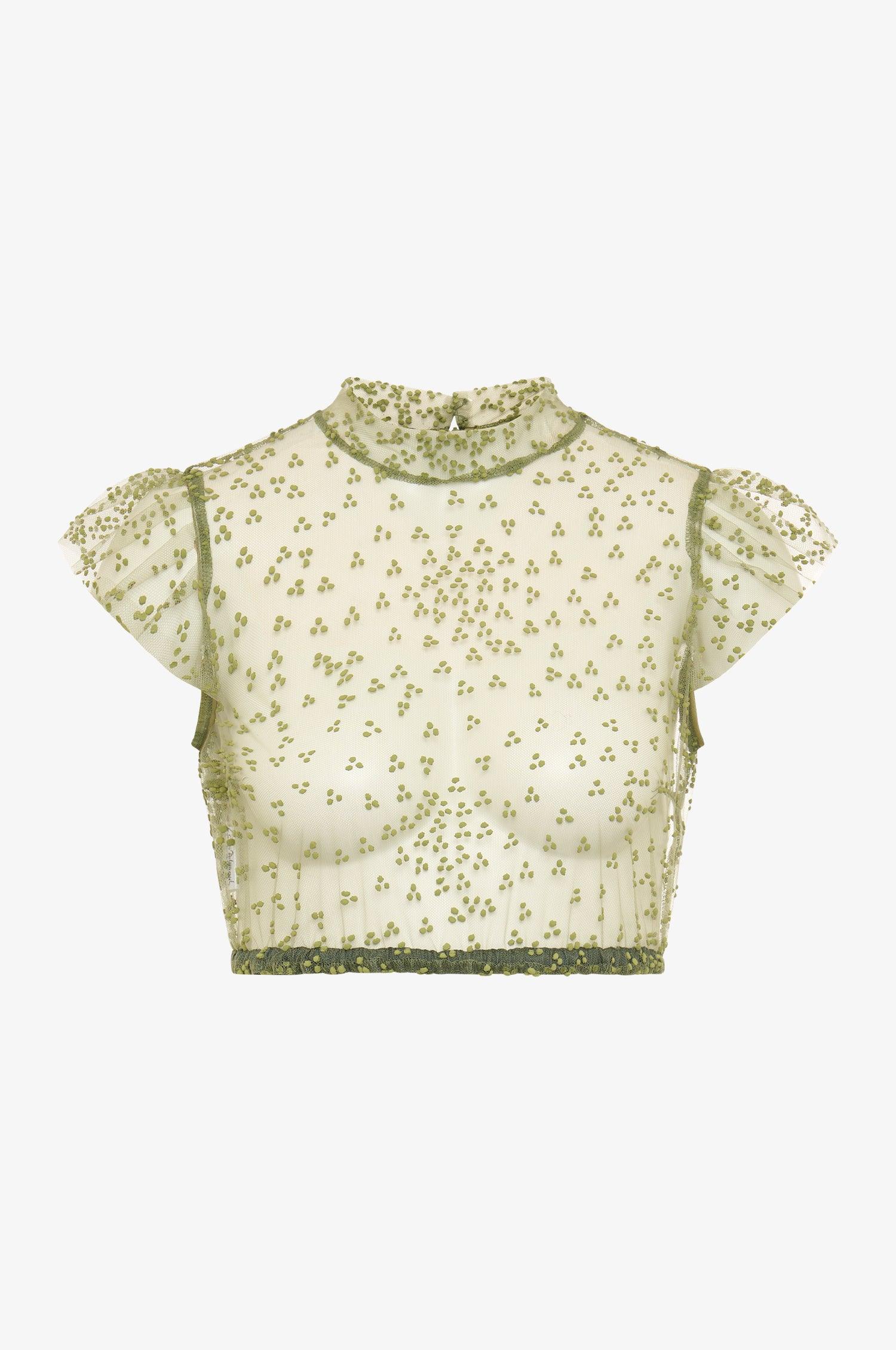 Dirndlbluse Heiki in Olive - TRACHT À PORTER