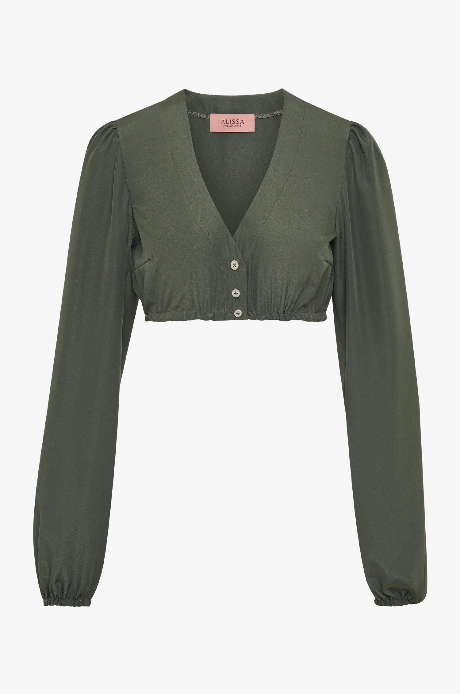 Dirndlbluse Lea in Olive - TRACHT À PORTER