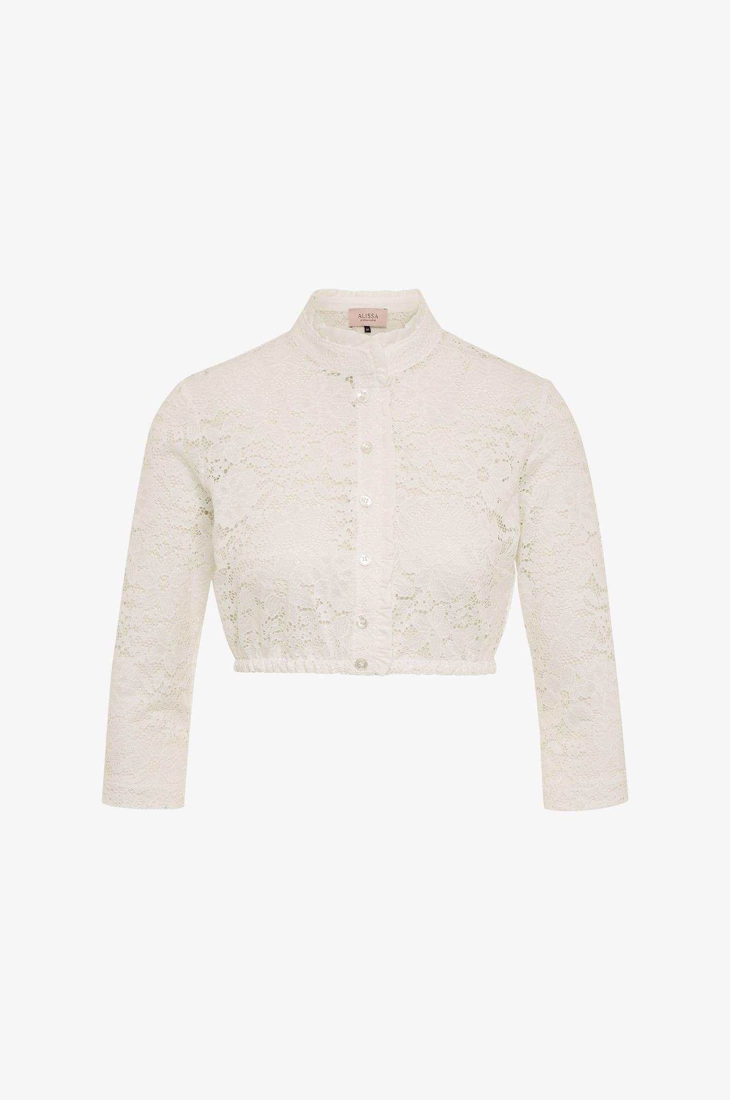 Dirndlbluse Gina mit dreiviertelarm in Weiß - TRACHT À PORTER
