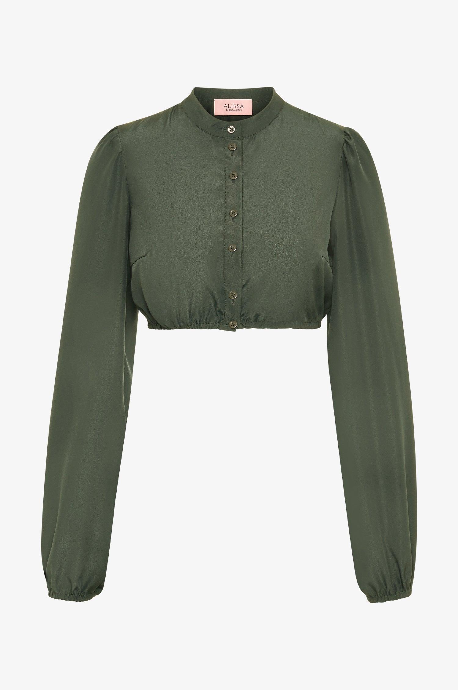 Dirndlbluse Elena in Olive - TRACHT À PORTER
