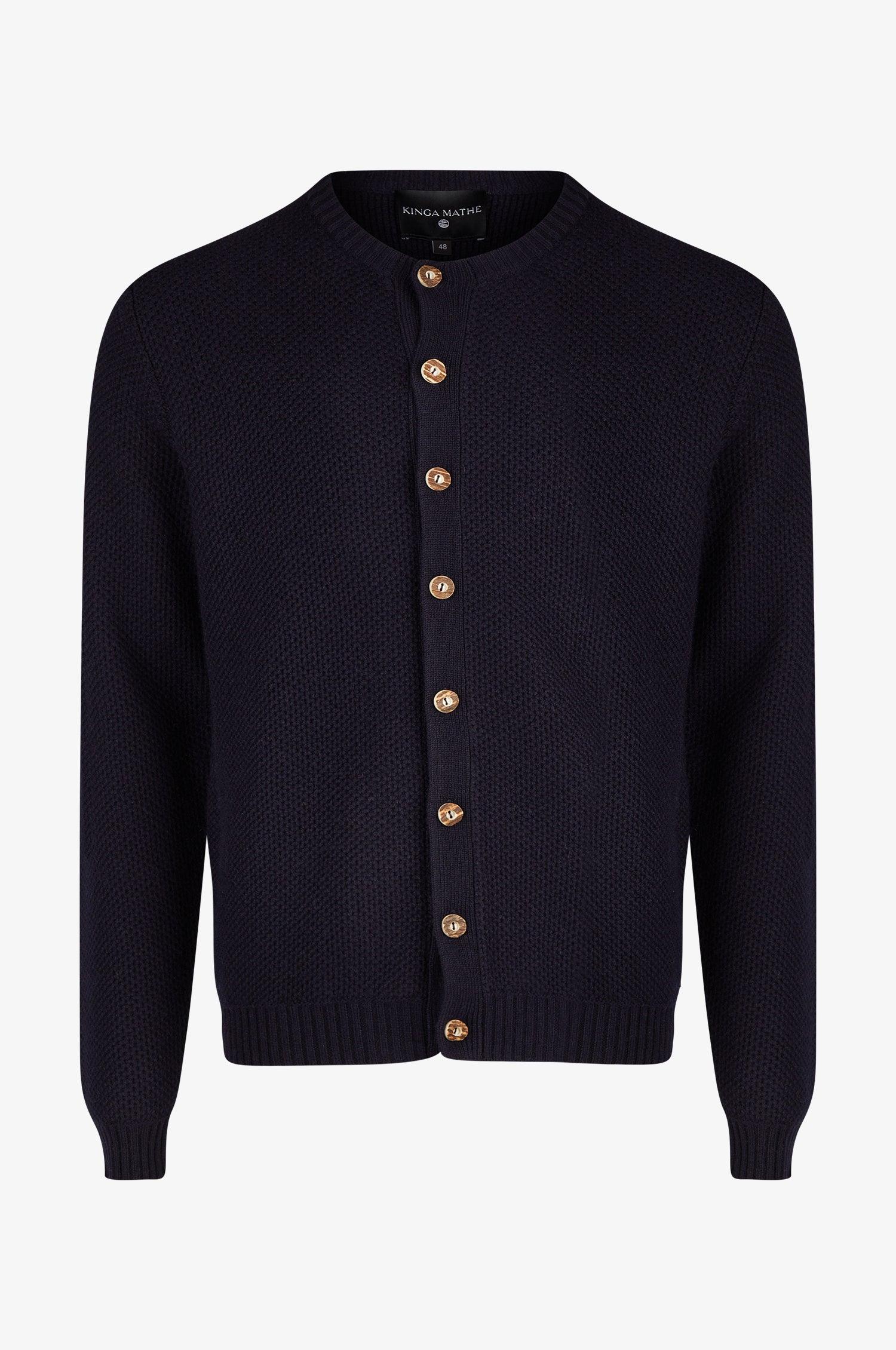 Cashmere Strickjacke Elias in Nachtblau - TRACHT À PORTER
