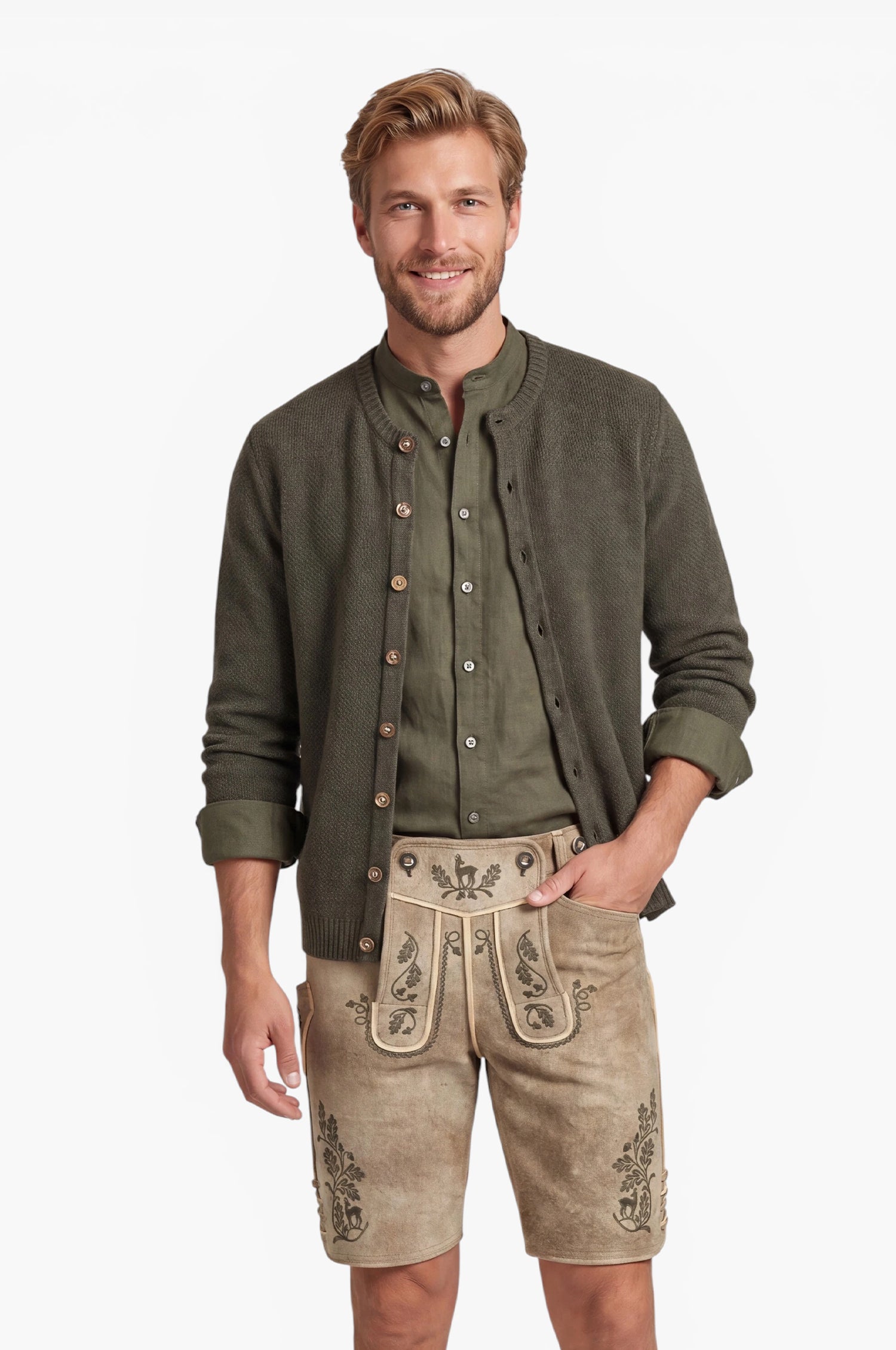 Cashmere Strickjacke Elias in Olive