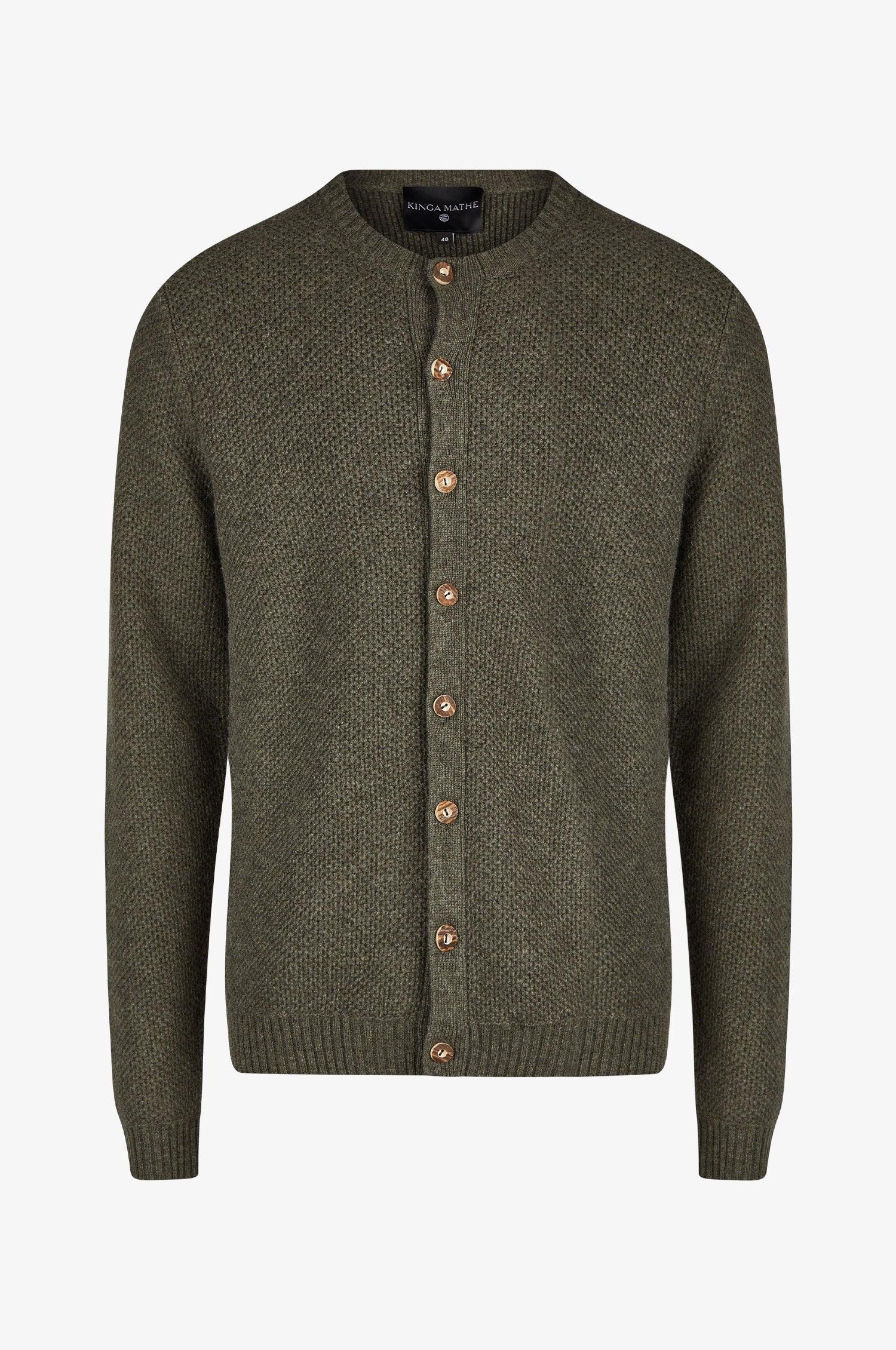 Cashmere Strickjacke Elias in Olive - TRACHT À PORTER