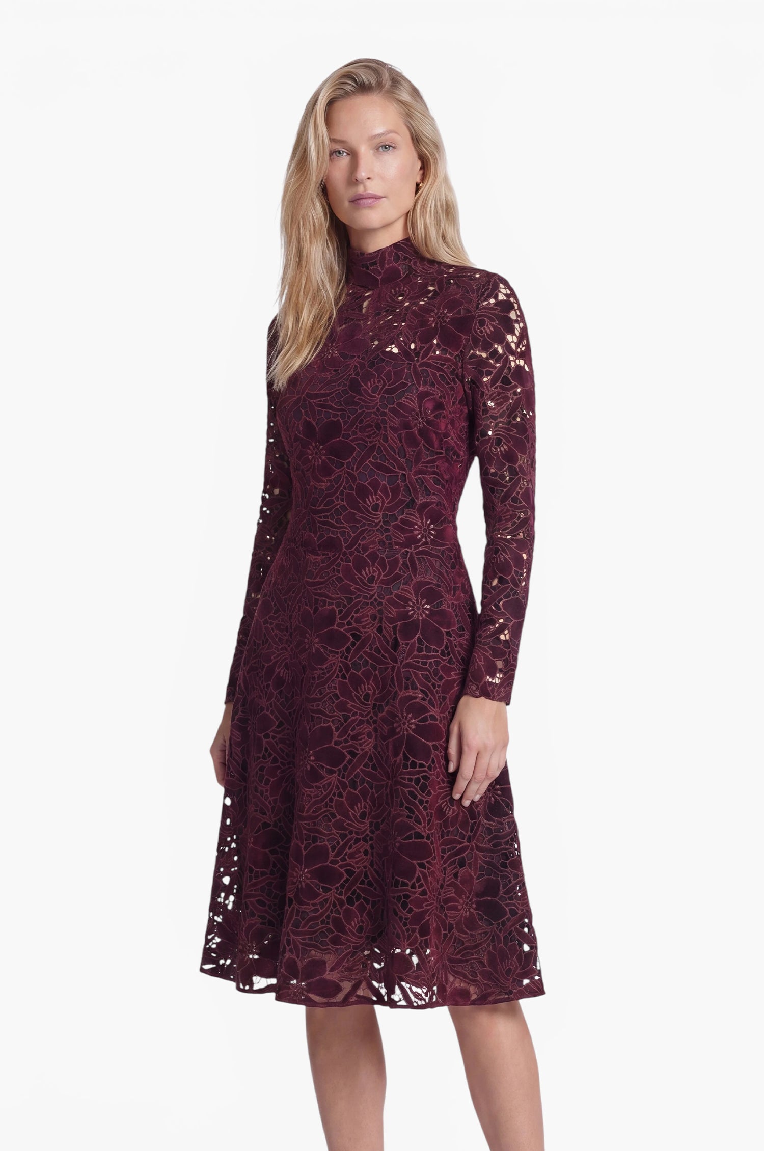 Samt Kleid Evelyn in Bordeaux