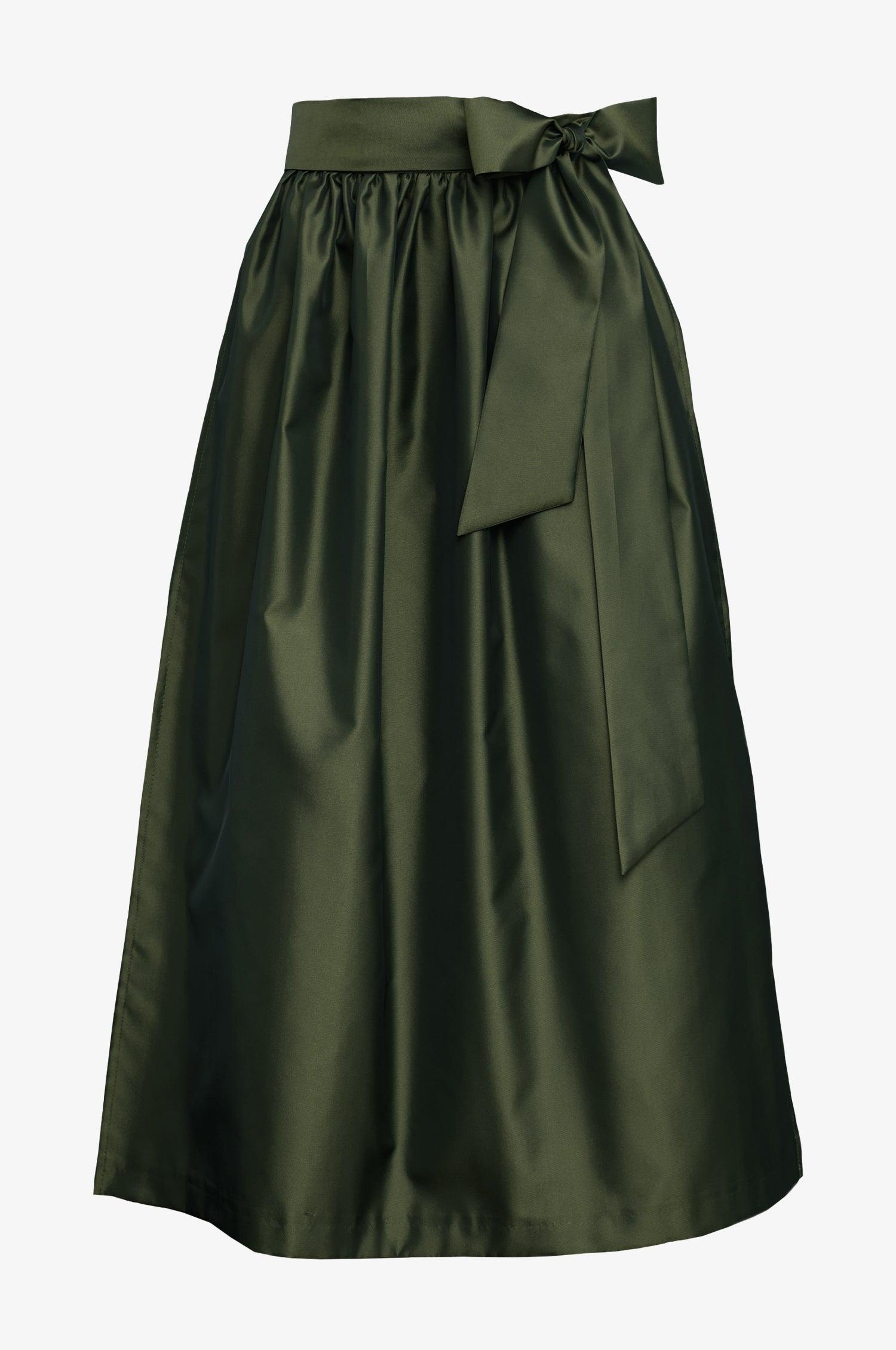 Seidenglanzschürze in Olive - TRACHT À PORTER