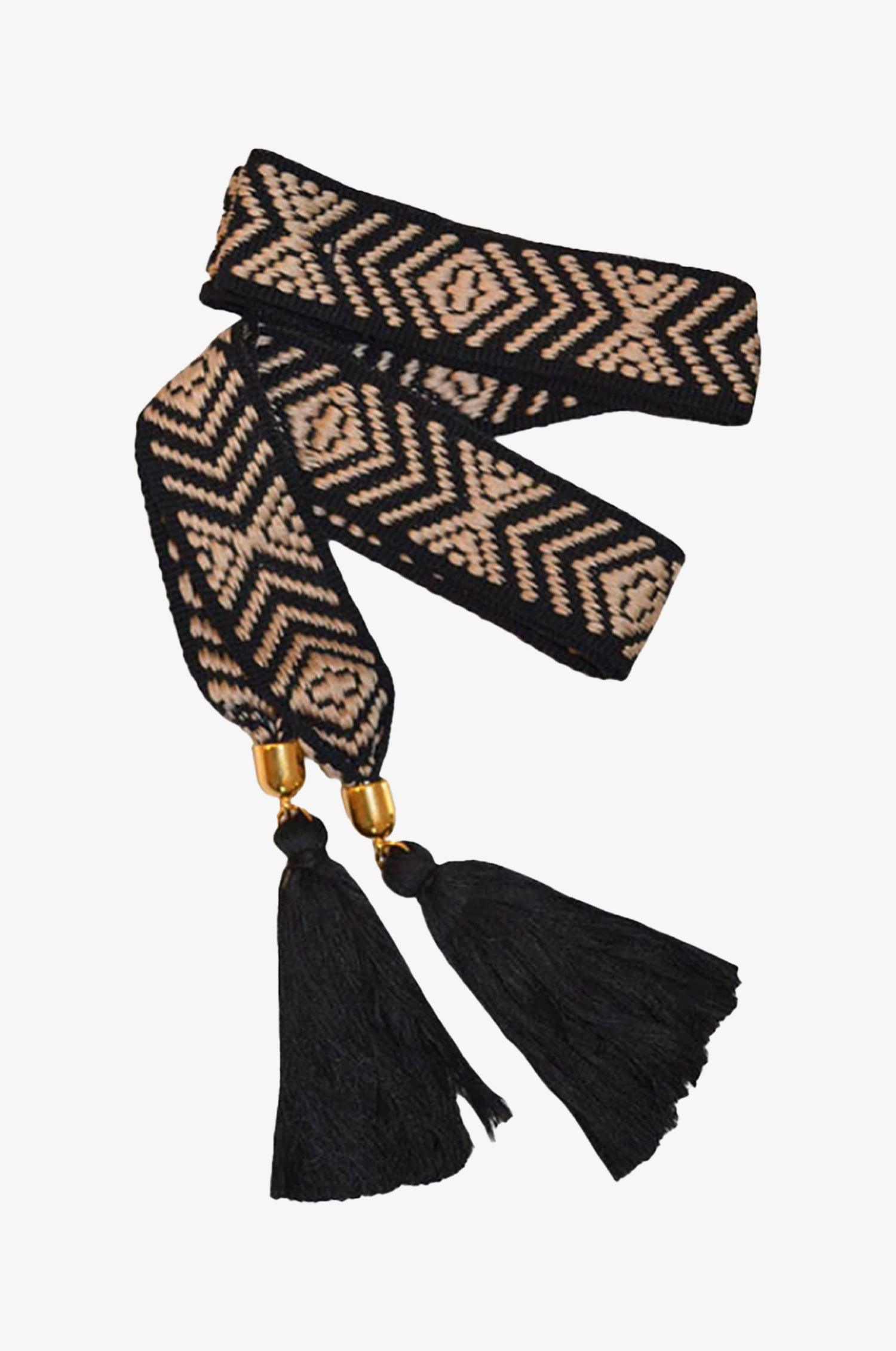 Boho Gürtel in Schwarz/Gold One Size - TRACHT À PORTER