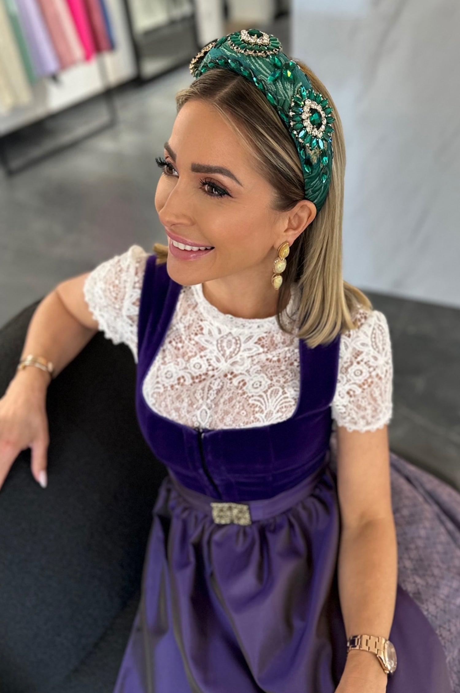 Haarreif mit Schmucksteinen in Smaragd - TRACHT À PORTER