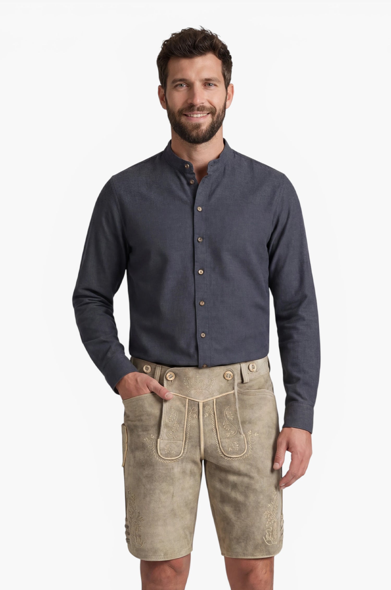 Hemd Leo mit Hornknöpfen in Jeans