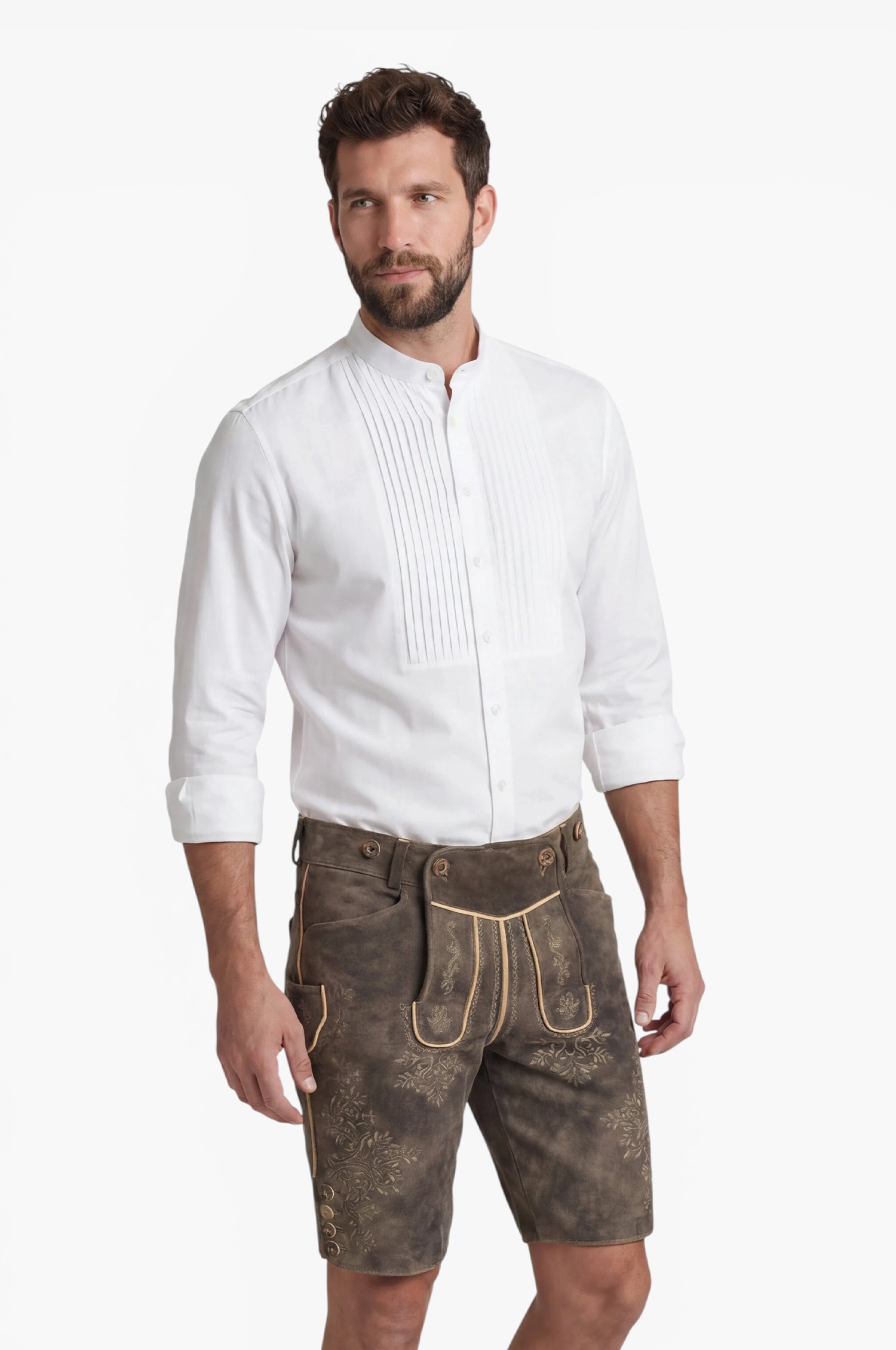 Ziegen Lederhose Kaiser in Old Grey