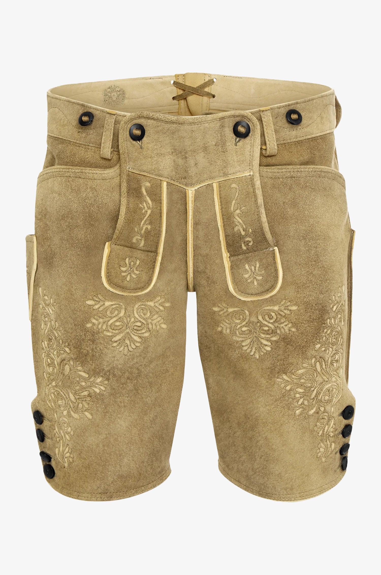 Hirsch Lederhose Leopold in Granit - TRACHT À PORTER