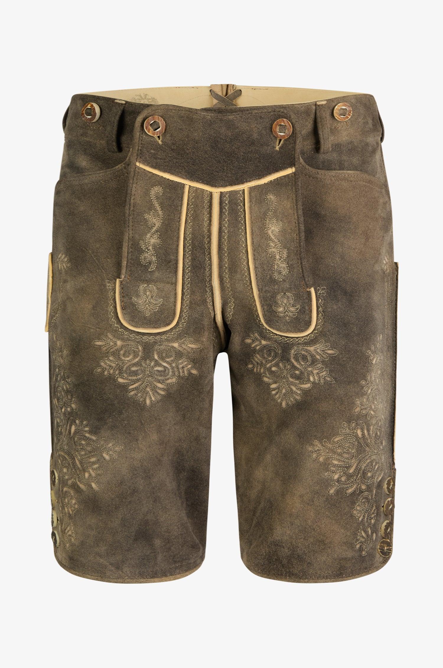 Ziegen Lederhose Kaiser in Old Grey - TRACHT À PORTER