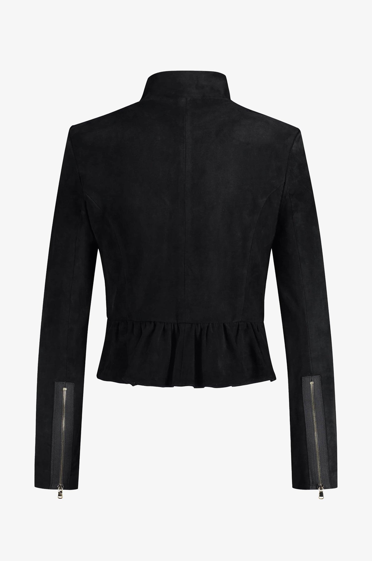 Lederjacke Sybille mit Schößchen in Schwarz - TRACHT À PORTER