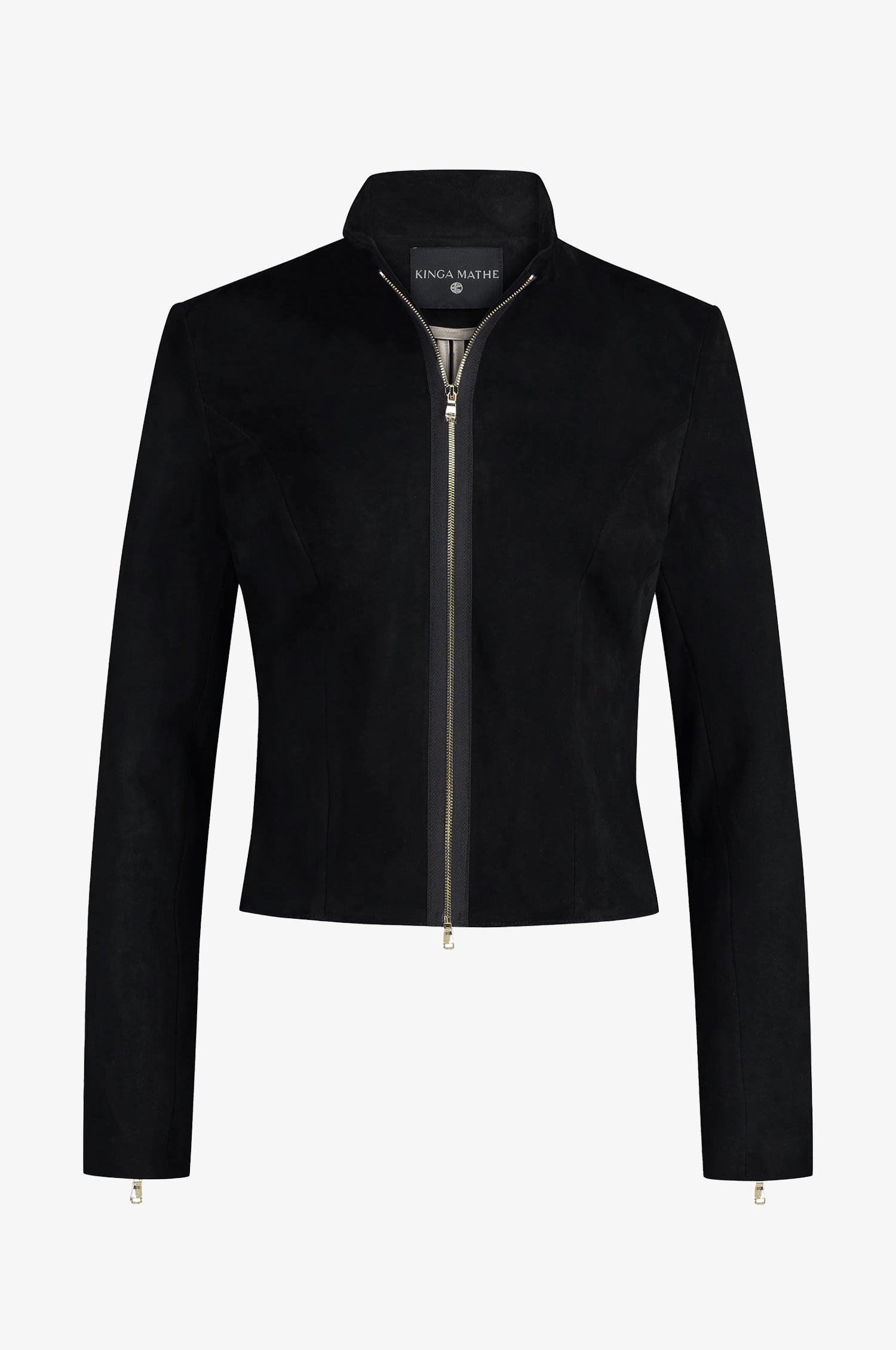 Lederjacke Sybille mit Schößchen in Schwarz - TRACHT À PORTER