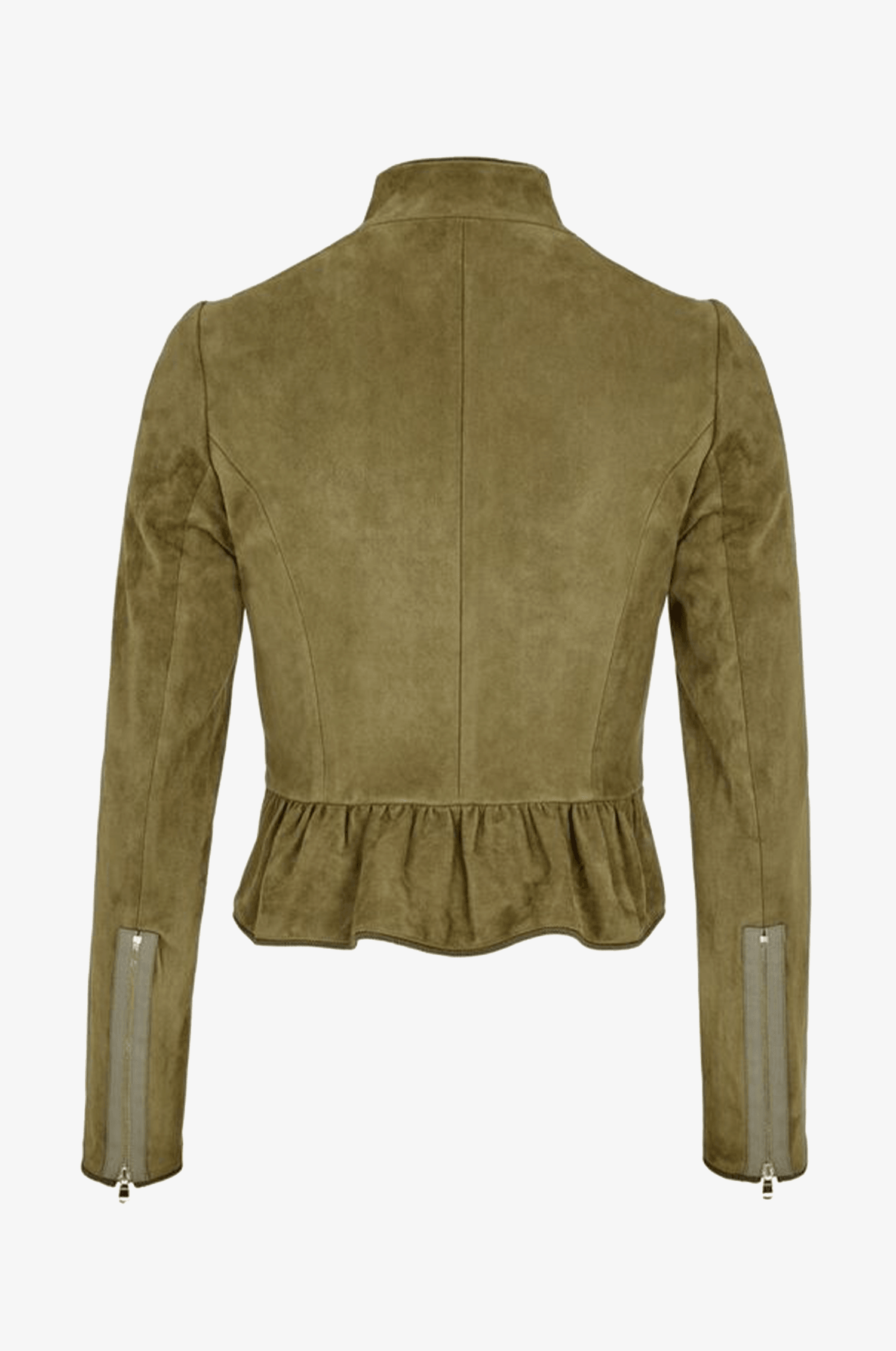 Lederjacke Sybille mit Schößchen in Khaki