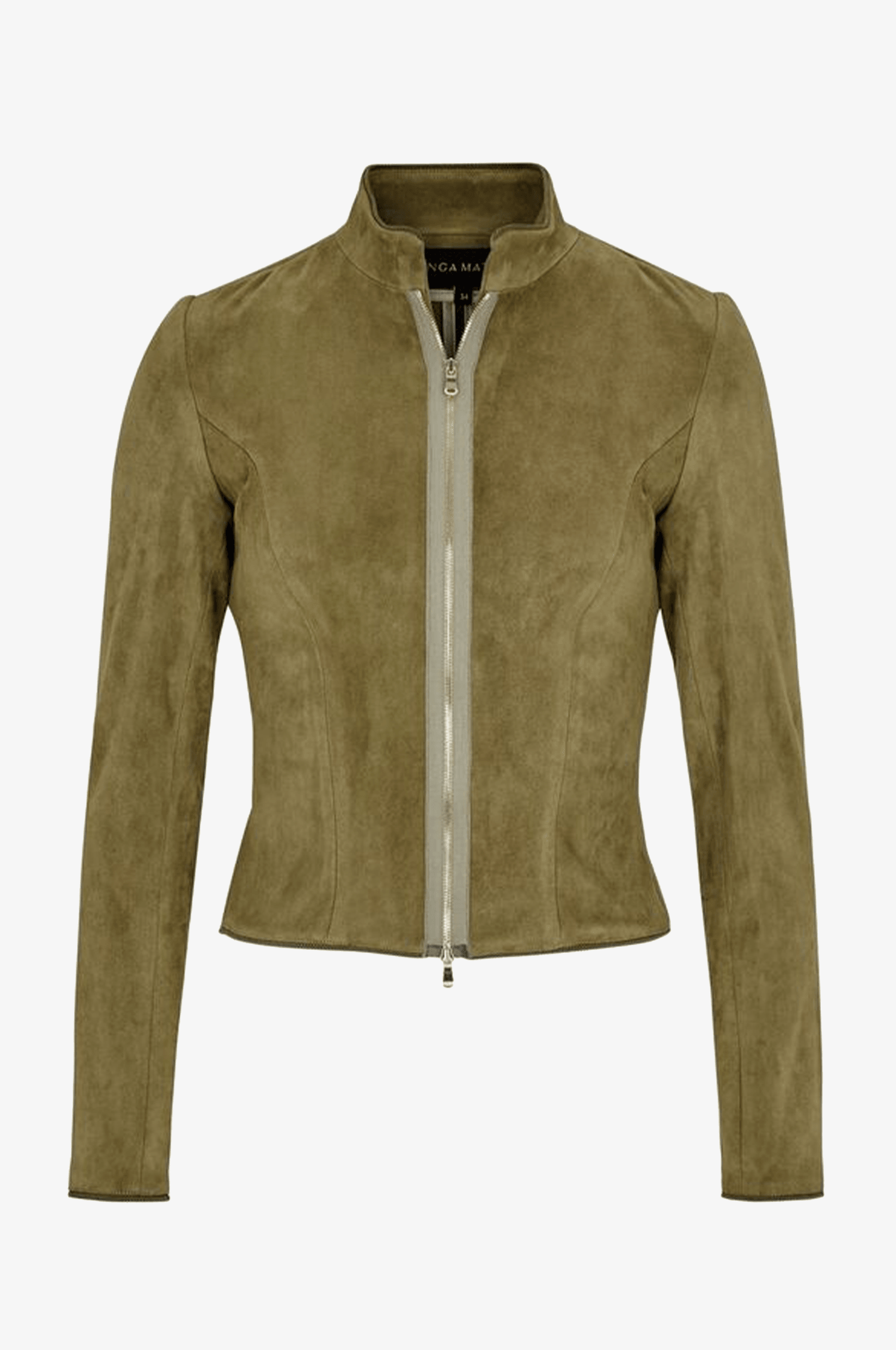 Lederjacke Sybille mit Schößchen in Khaki