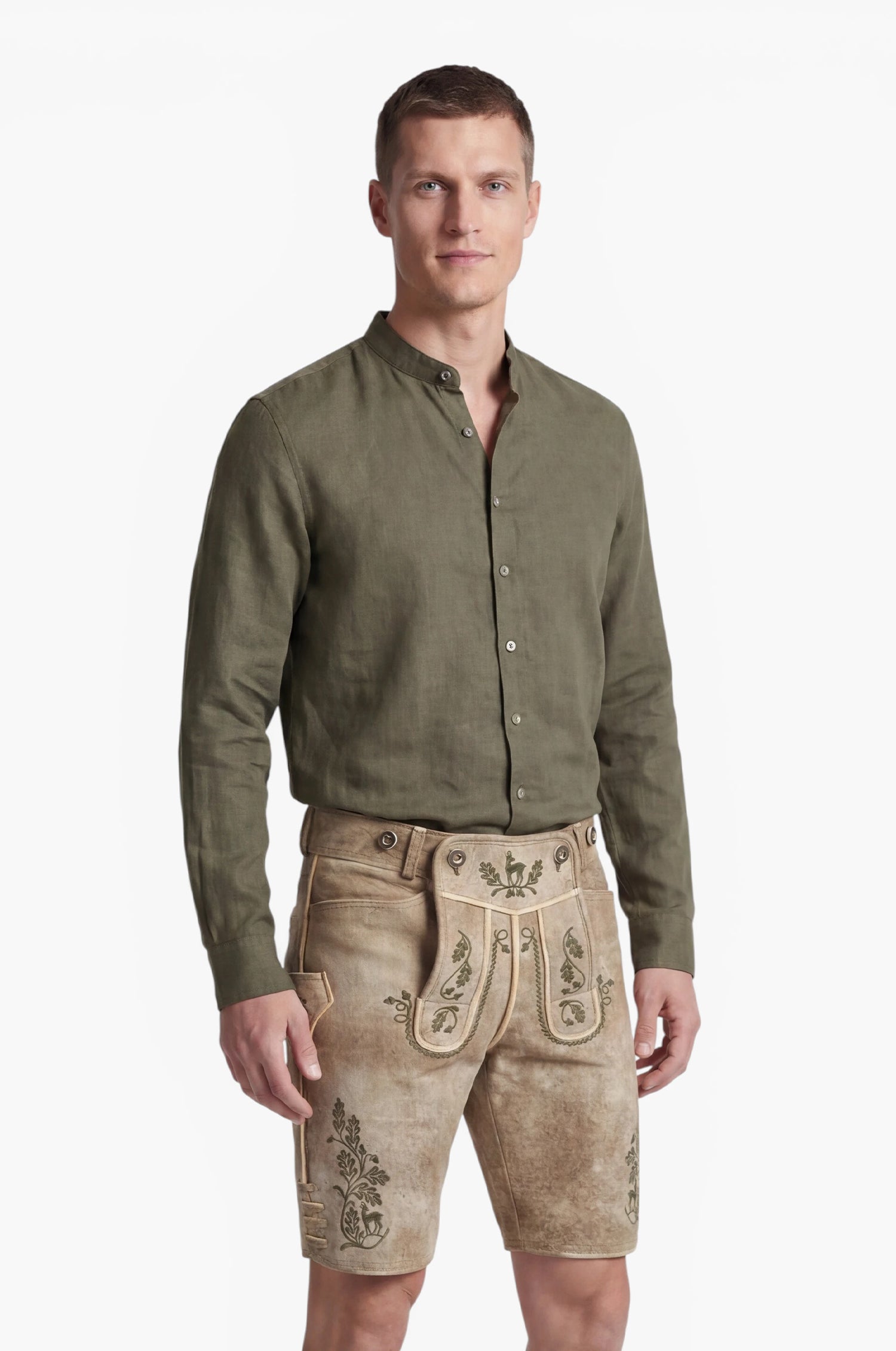 Leinenhemd Leo in Olive