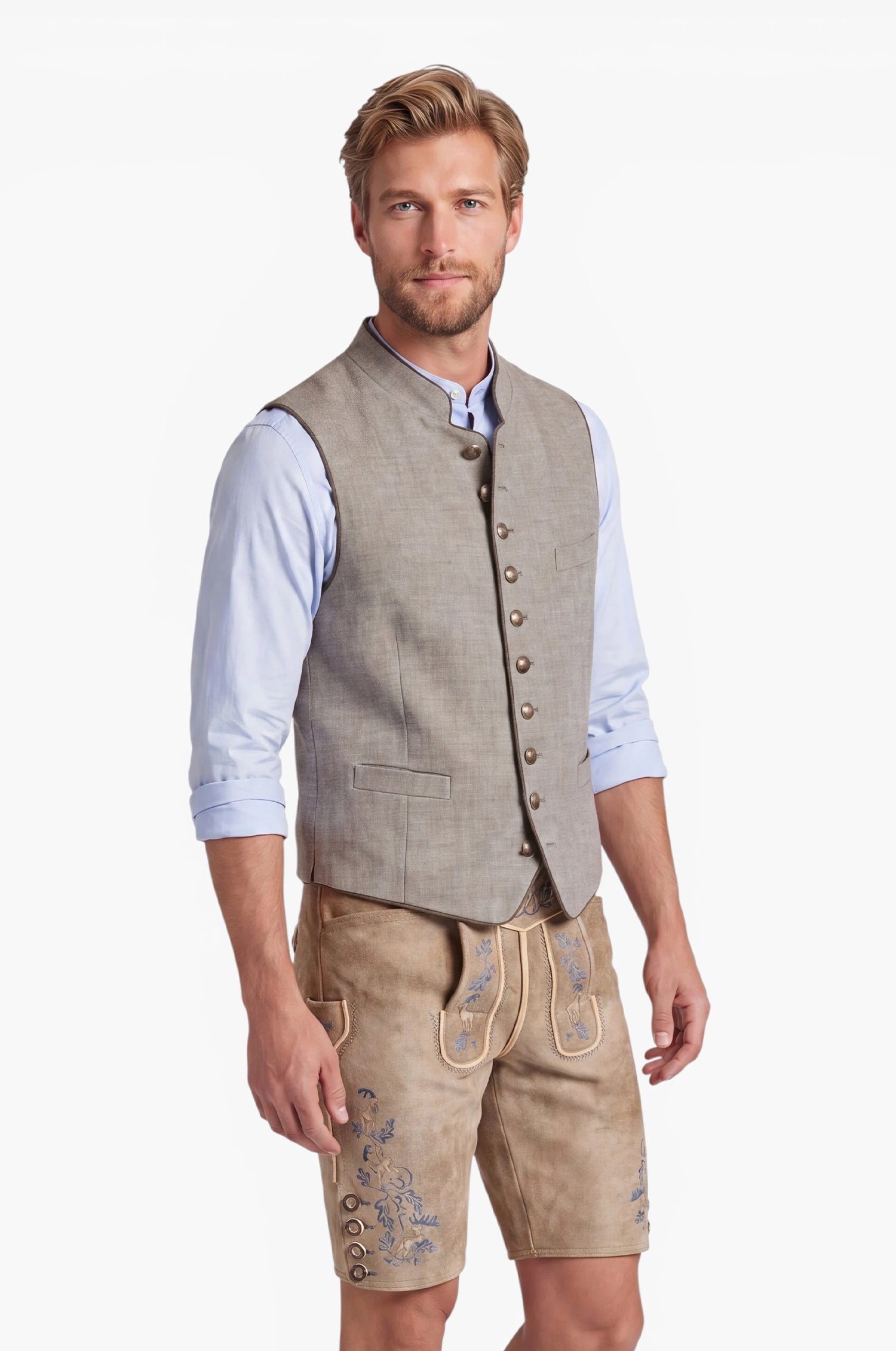 Leinen Trachtenweste Nick in Olive