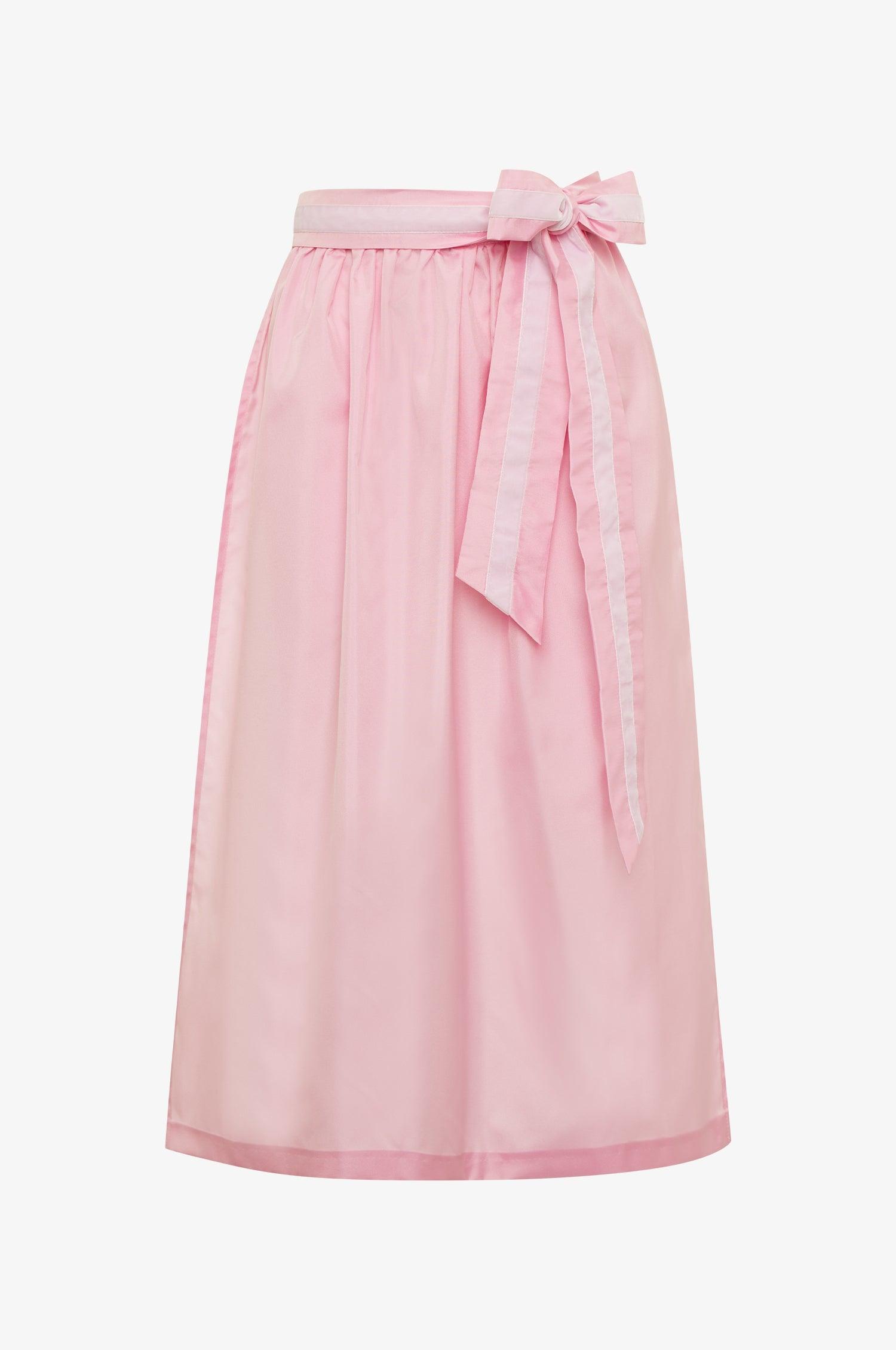 Glanz Schürze Pink mit Samt - TRACHT À PORTER