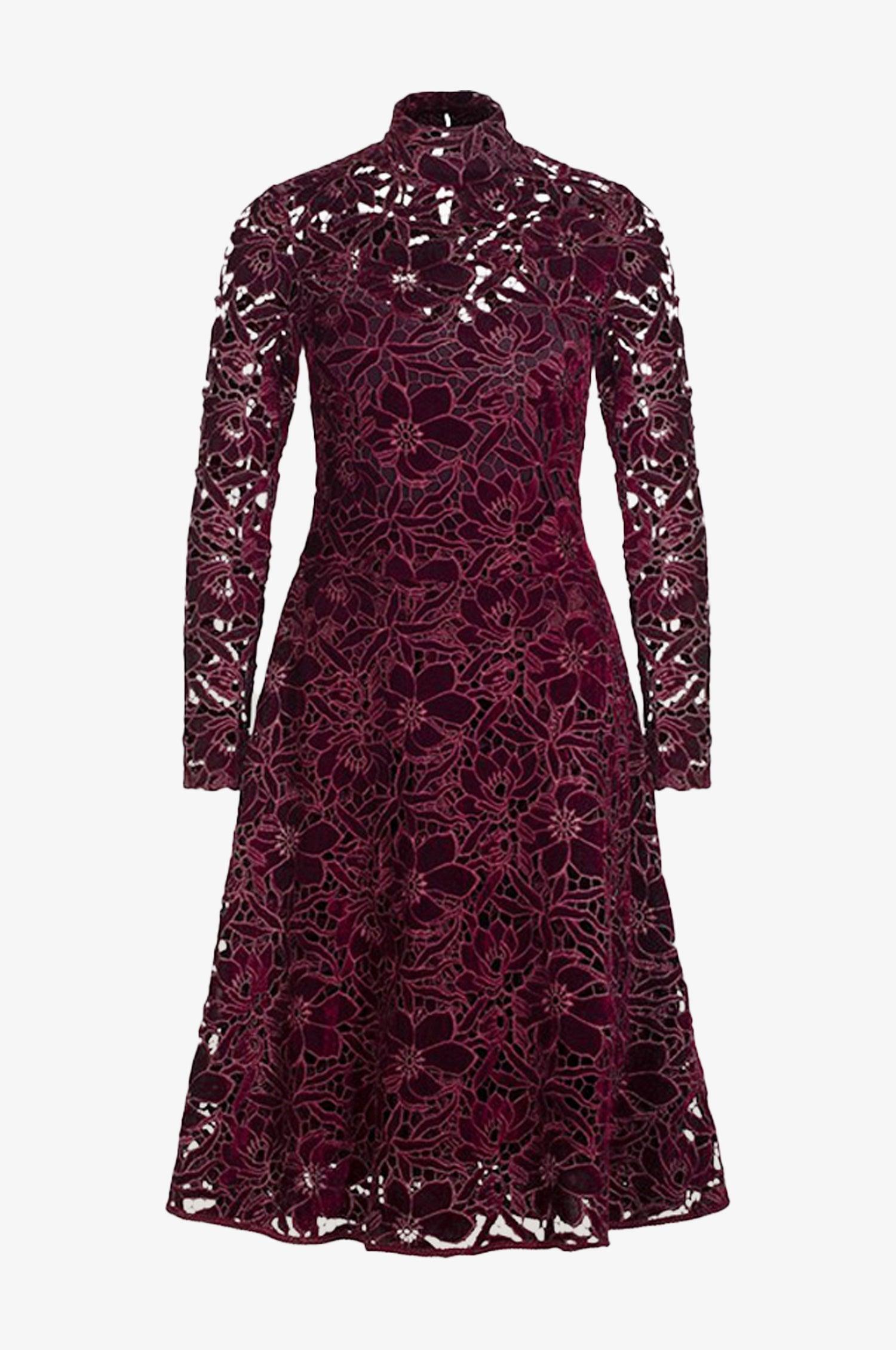 Samt Kleid Evelyn in Bordeaux - TRACHT À PORTER