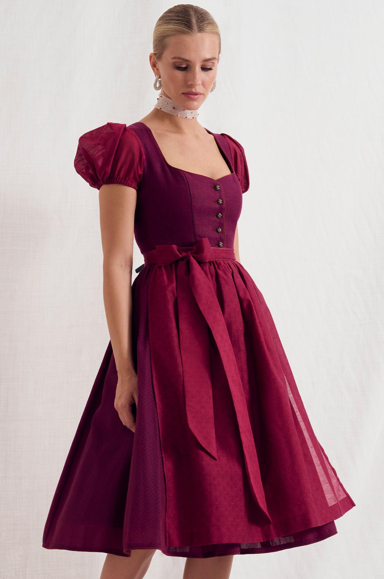 Dirndl Sanremo in Burgundy - TRACHT À PORTER