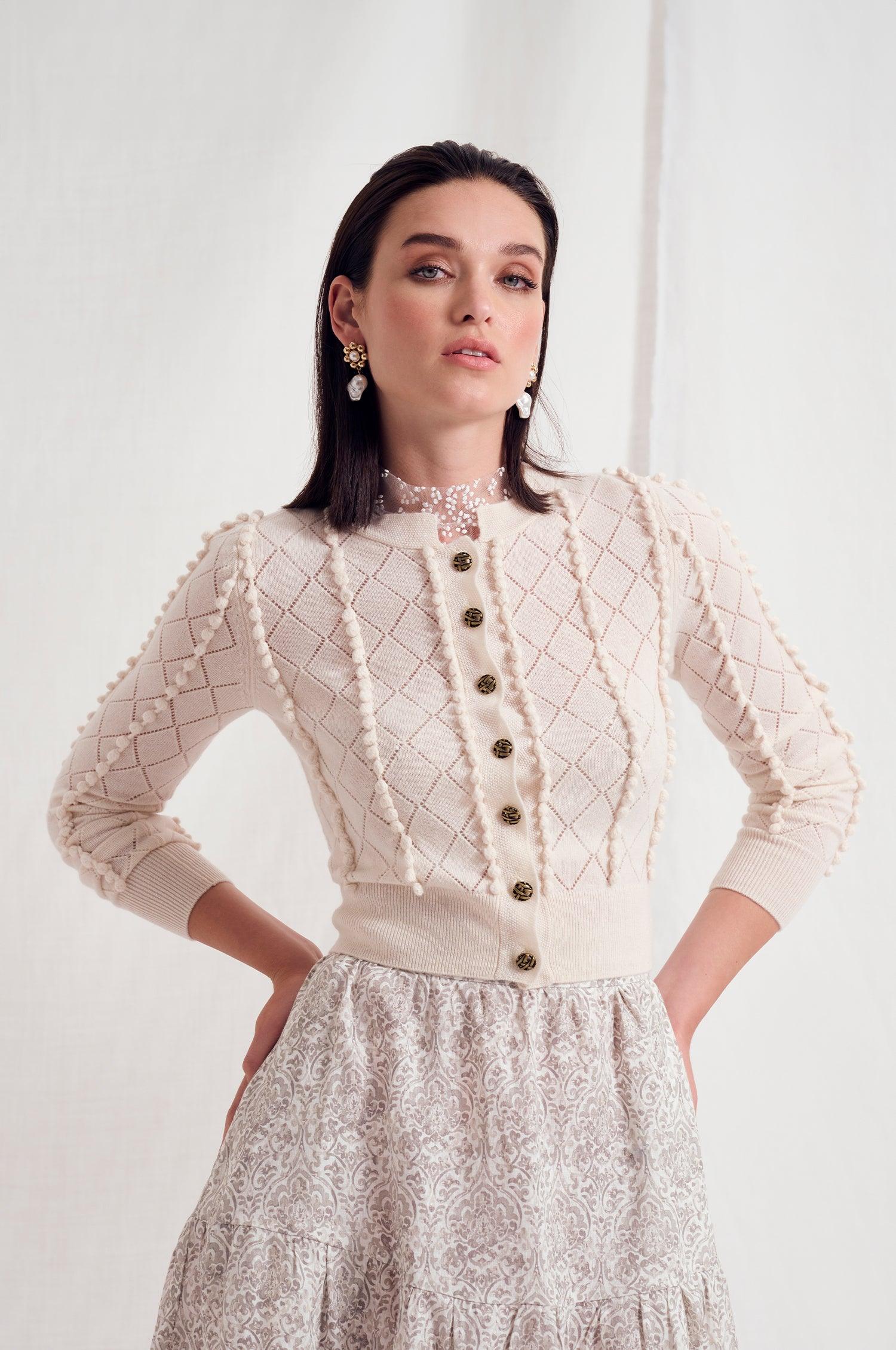 Cashmere Strickjacke Amalia in Ivory - TRACHT À PORTER