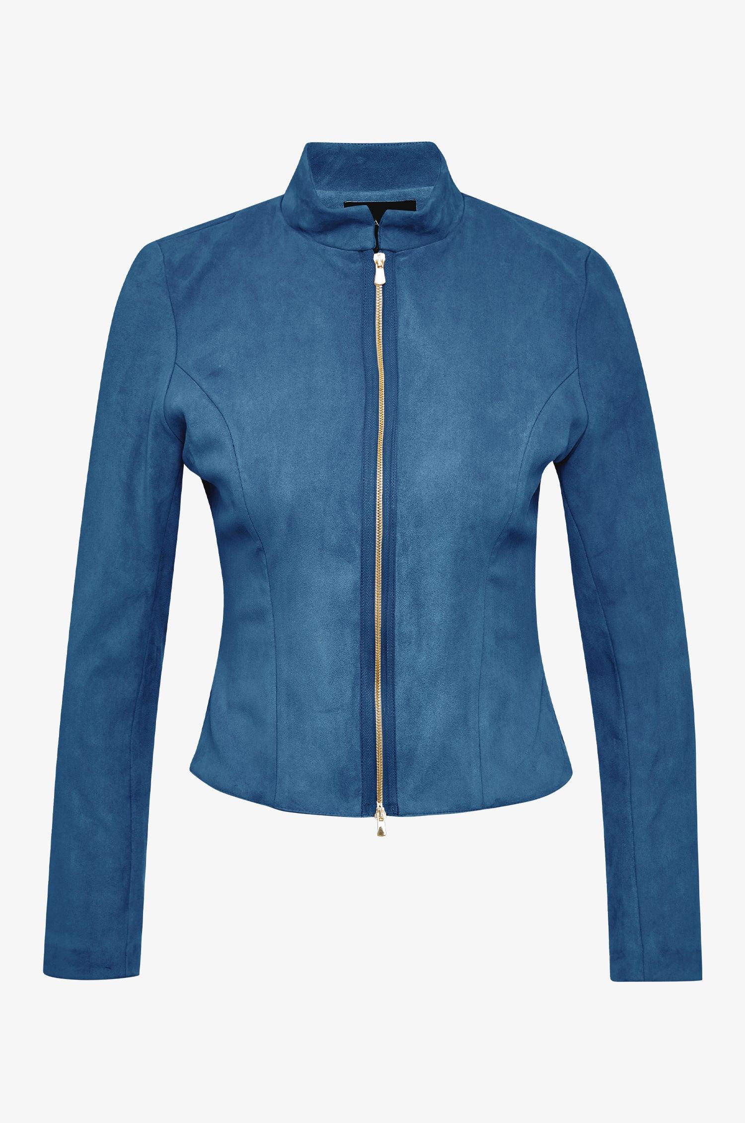 Lederjacke Sybille in Blau - TRACHT À PORTER