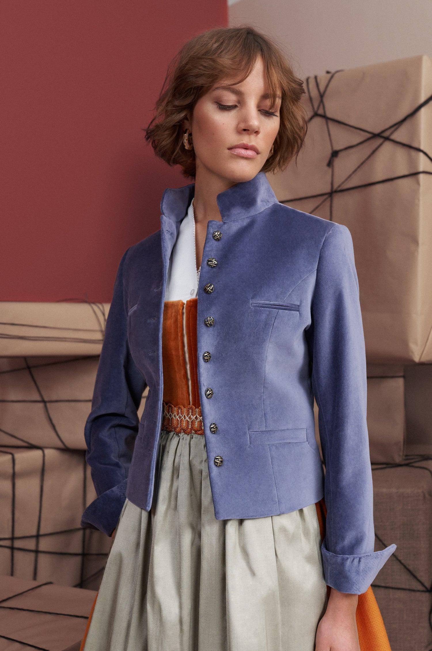 Jacke Constanze Samt in Grau