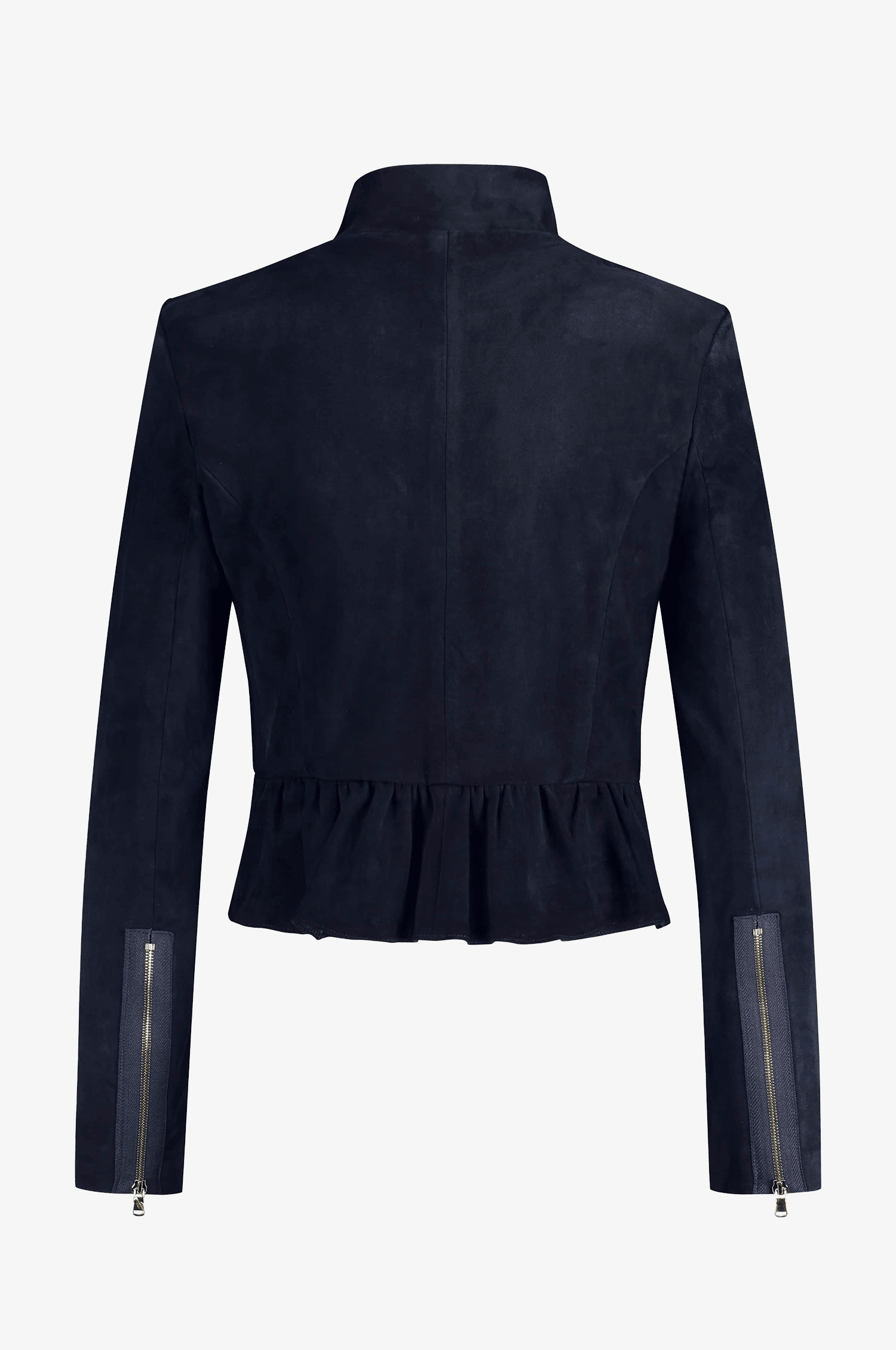 Lederjacke Sybille mit Schößchen in Marine - TRACHT À PORTER