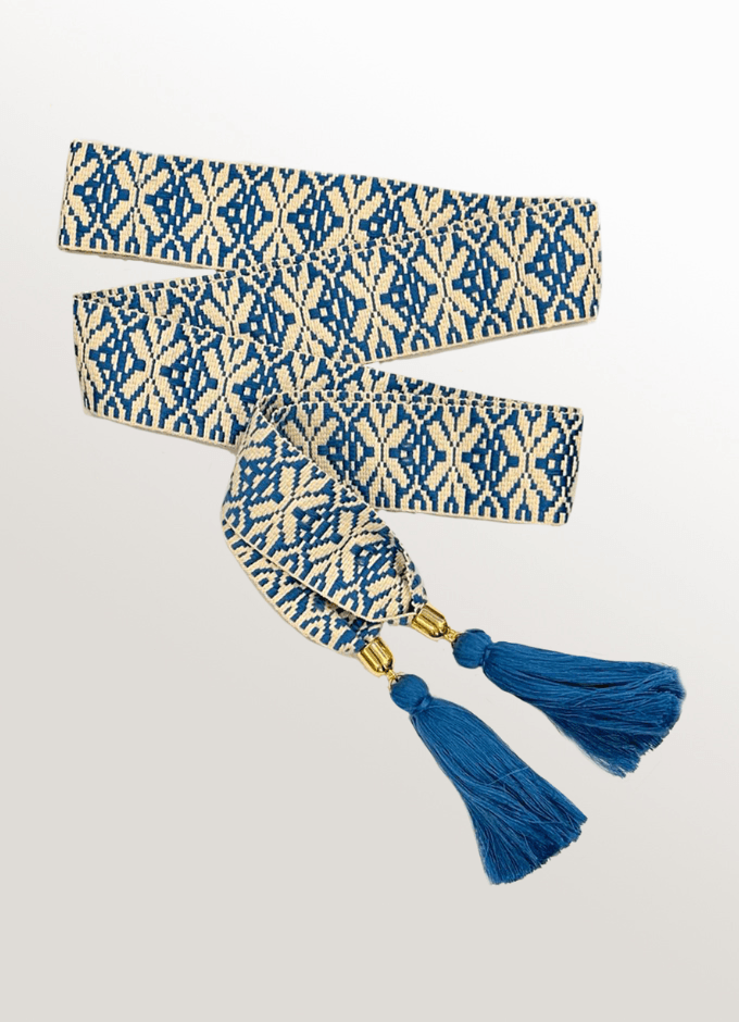 Boho Gürtel in Blau/Weiss - TRACHT À PORTER