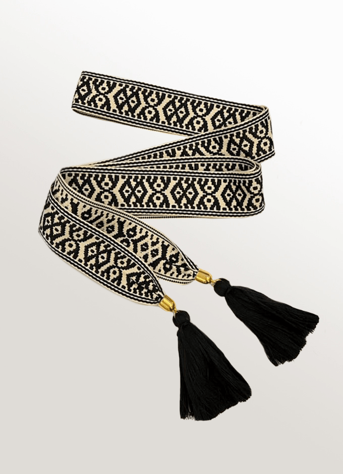 Boho Gürtel in Schwarz/Weiss - TRACHT À PORTER