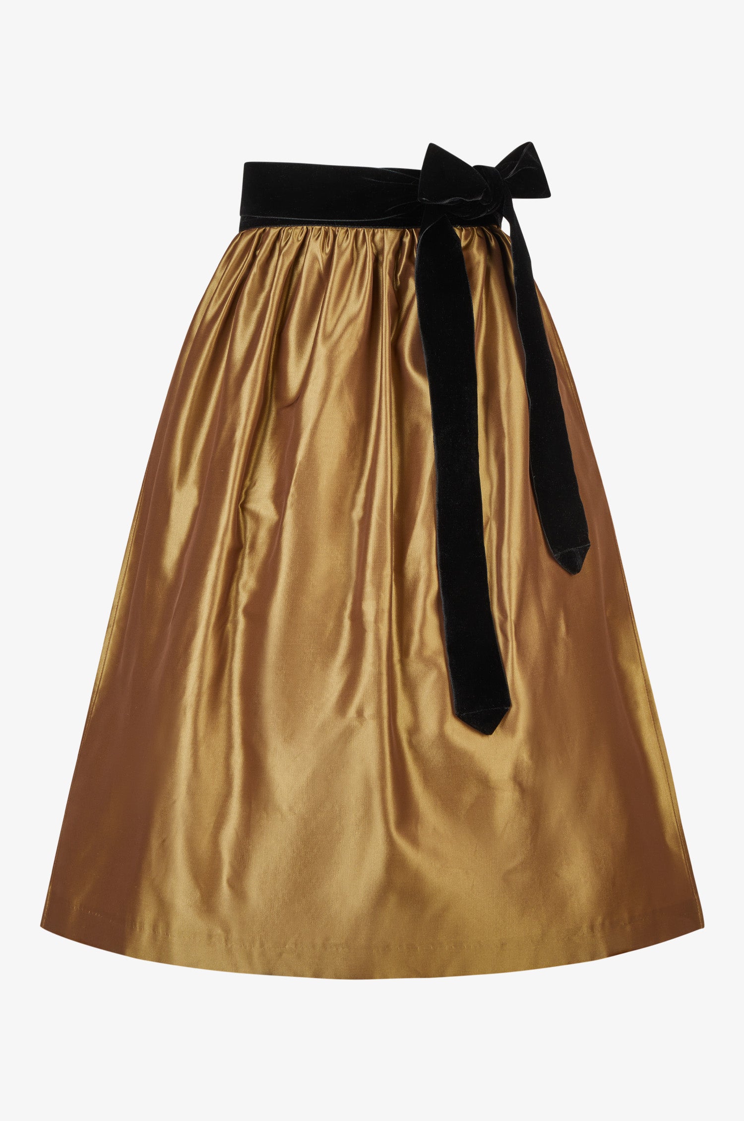 Glanzschürze mit Samtband in Gold