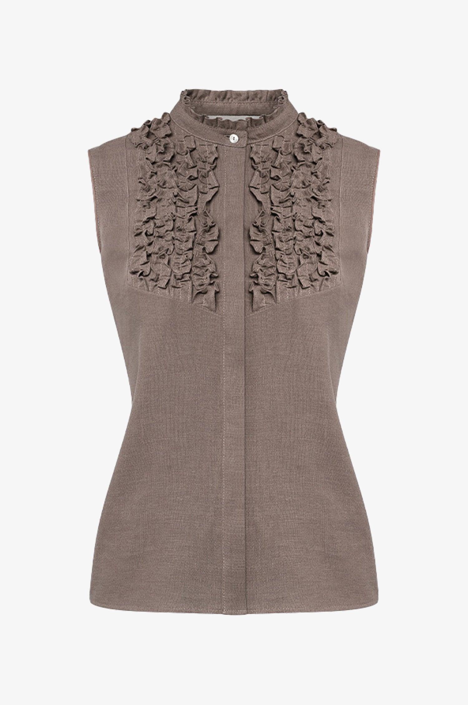 Kinga Mathe Leinenbluse Hanna in Taupe