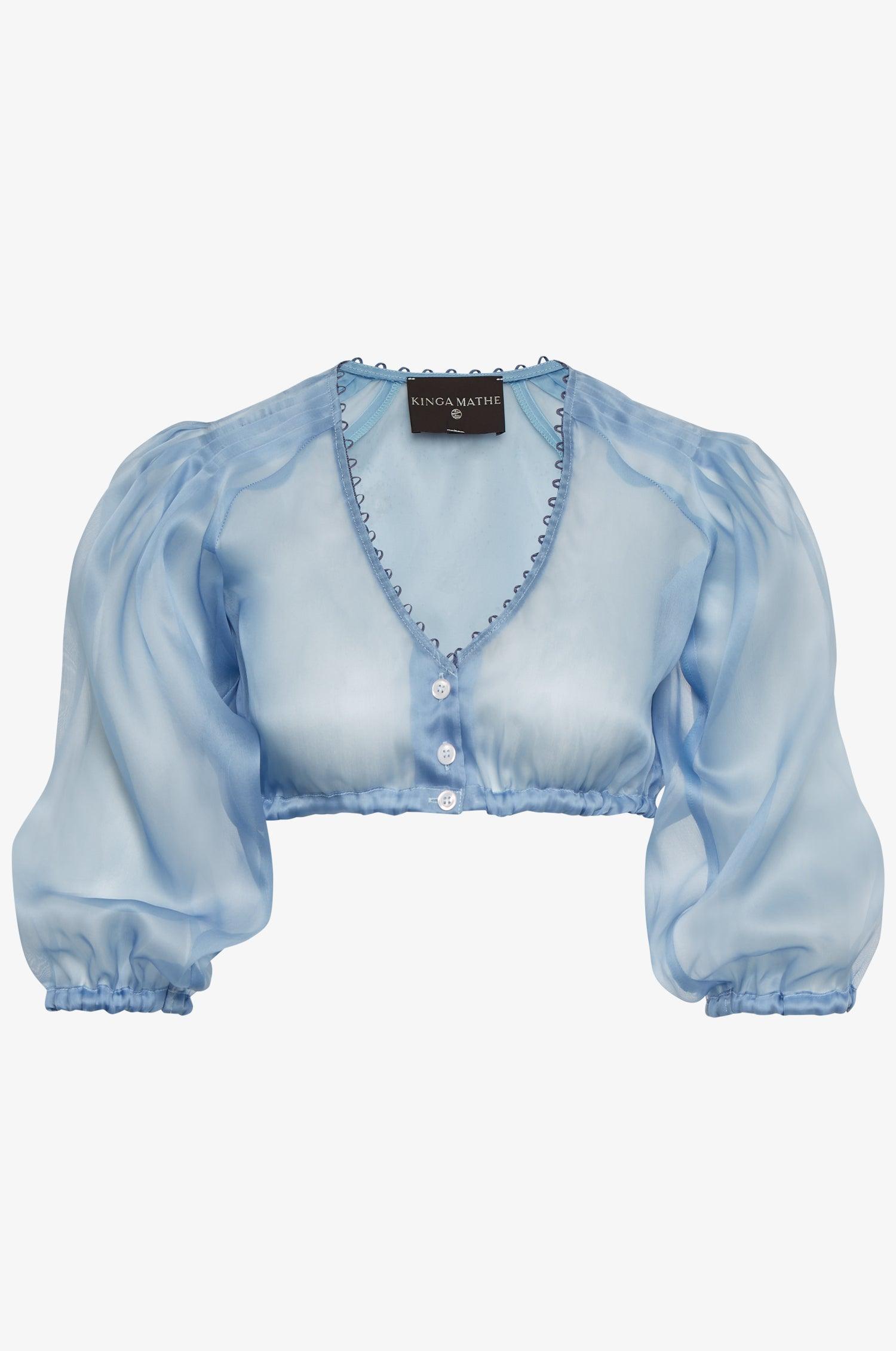 Kinga Mathe Organzabluse Kaira in Taubenblau