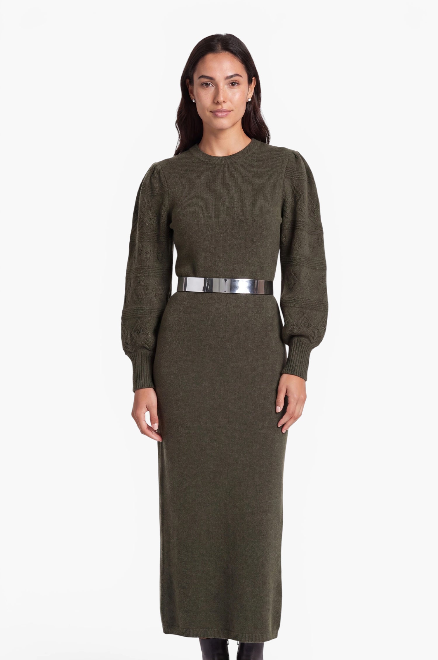 Cashmere Strickkleid Leonora in Olive