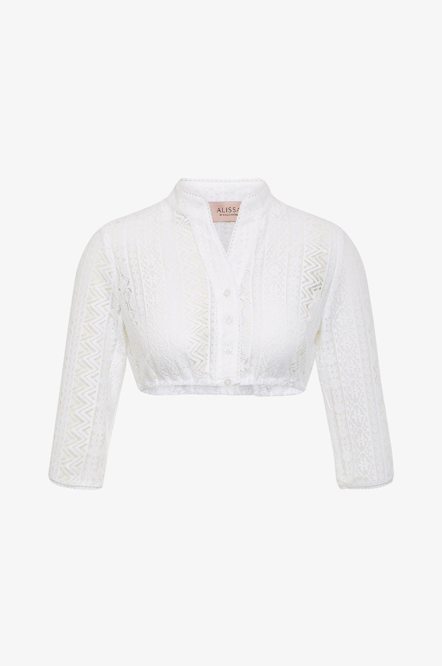 Kinga Mathe Dirndlbluse Nele in Weiß mit Dreiviertelarm