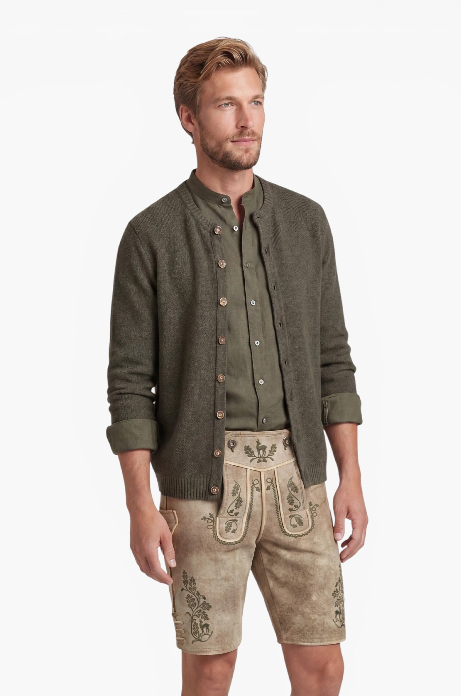 Cashmere Strickjacke Elias in Olive