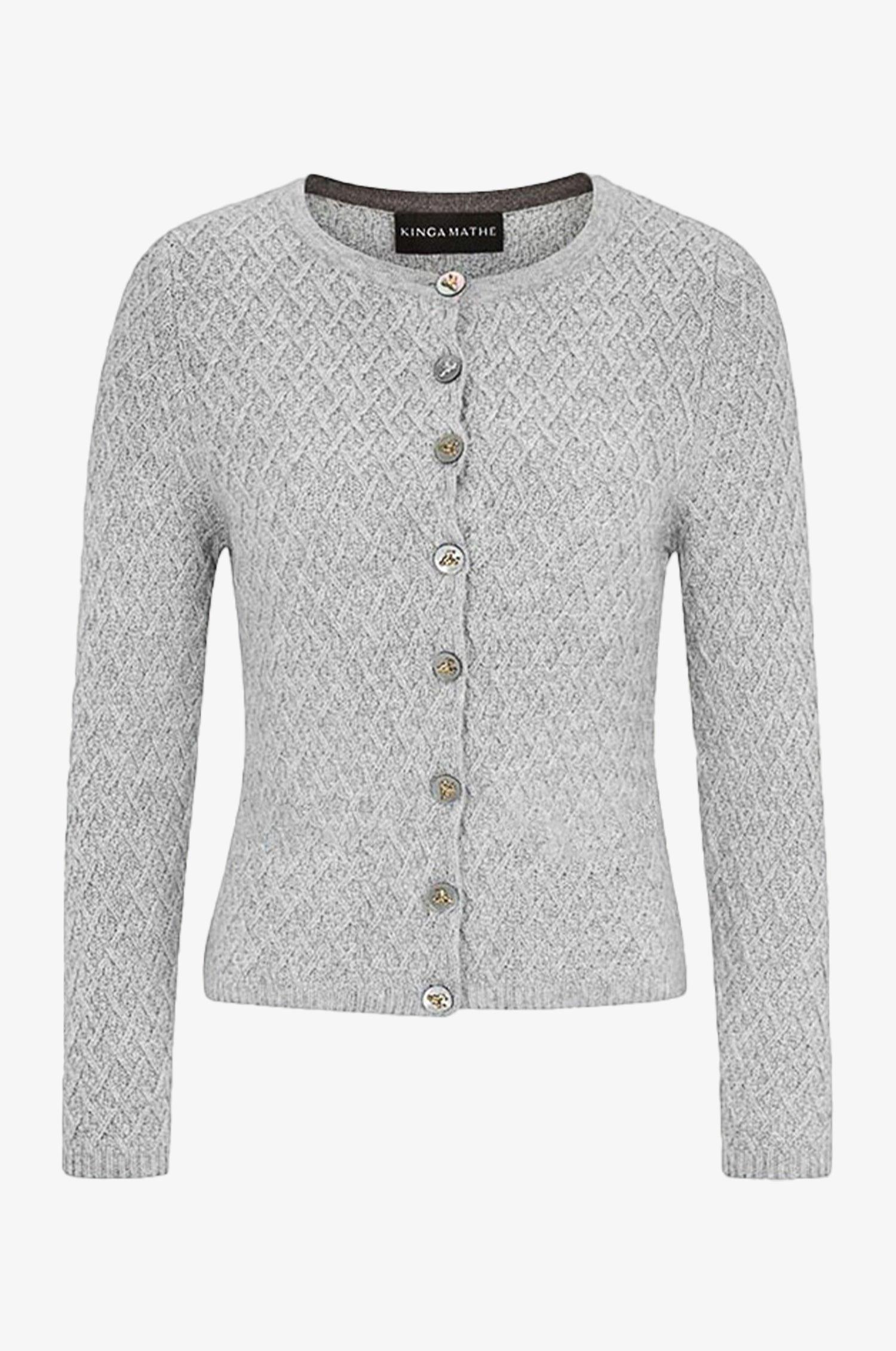 Kinga Mathe Cashmere Strickjacke Flora in Grau