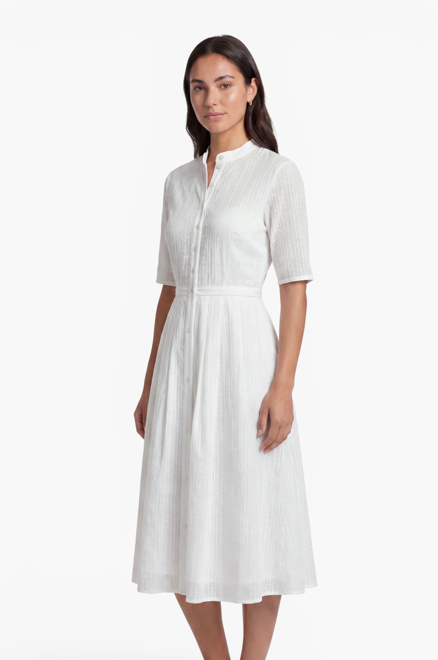 Baumwoll-Kleid Inas in Ivory